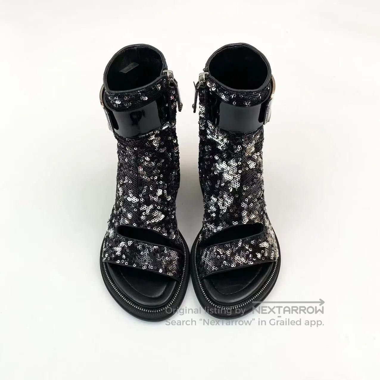 Louis Vuitton Louis Vuitton Metal logo sequined fish mouth high heels| Size US 4.5 / IT 34.5 - 2 Thumbnail