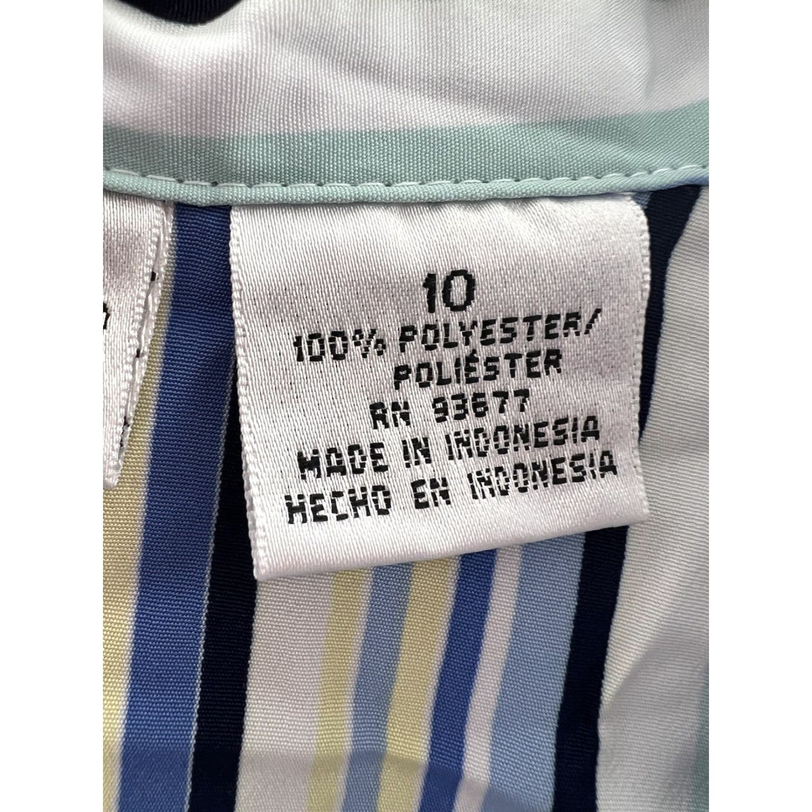 Vintage Womens Liz Baker Shirt Striped Short Sleeve Button Up Blue (Size 10) Size L / US 10 / IT 46 - 6 Thumbnail