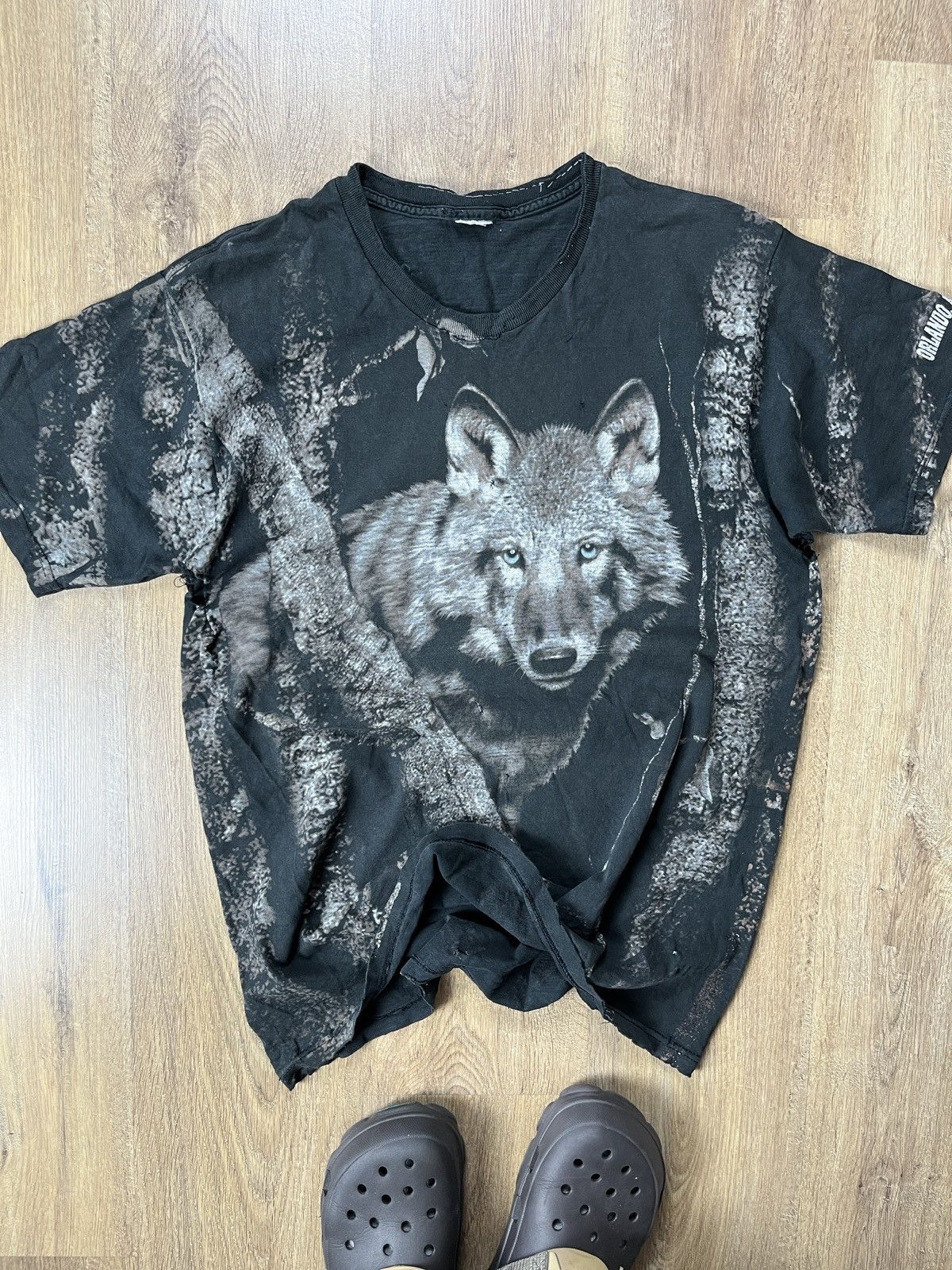 Vintage ➕ Vintage y2k trashed wolf animal t-shirt aop distressed Size US L / EU 52-54 / 3 - 1 Thumbnail