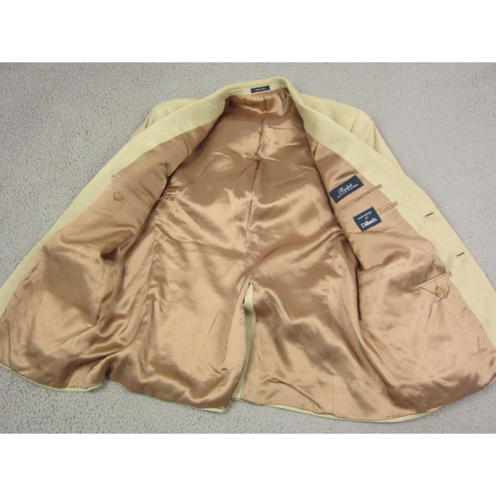 Ralph Lauren Ralph Lauren Jacket Blazer Mens 42 R Beige Silk Blazer Notch Lapel Single-Breasted 80s 90s Vintage (Used) Size 42R - 6 Thumbnail