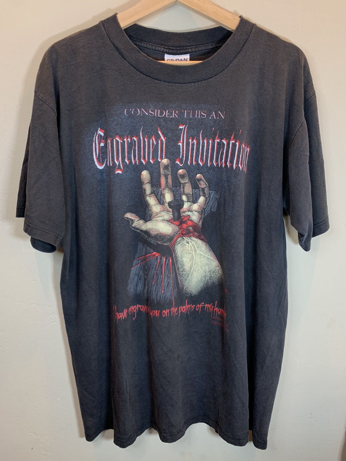 Vintage *RARE* Vintage 1993 Engraved Invitation Jesus Christ T-Shirt Size US L / EU 52-54 / 3 - 1 Thumbnail