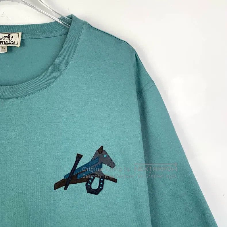 Hermes Hermes 22 Mechanical Horse Pattern Design Round Neck Blue Size US XL / EU 56 / 4 - 3 Thumbnail