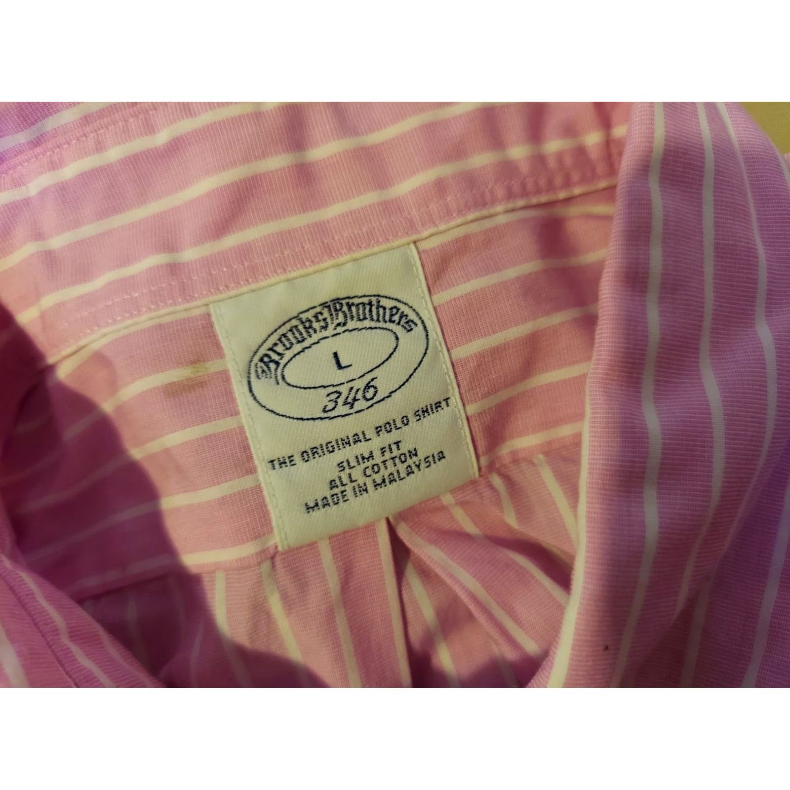 Brooks Brothers Brooks Brothers Dress Shirt L Large Pink Button Cotton Mens Size 42R - 3 Thumbnail