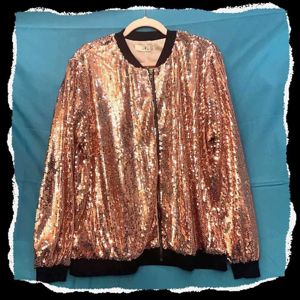 Other Gold Sequin Bomber Jacket Size S / US 4 / IT 40 - 2 Thumbnail