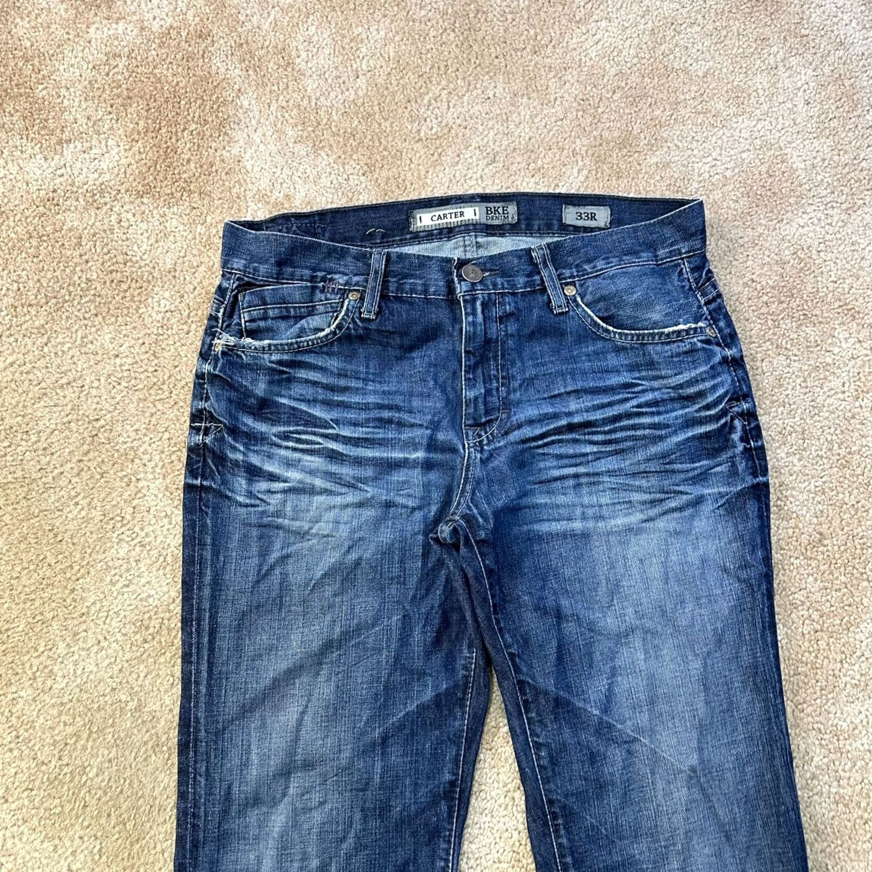 Vintage BKE Buckle Jeans Men’s 33x33 Blue Denim Bootcut Stretch Regular 5-Pocket Belt Loops Logo Embroidered Mid Rise Vintage No N/A Size US 33 - 3 Thumbnail