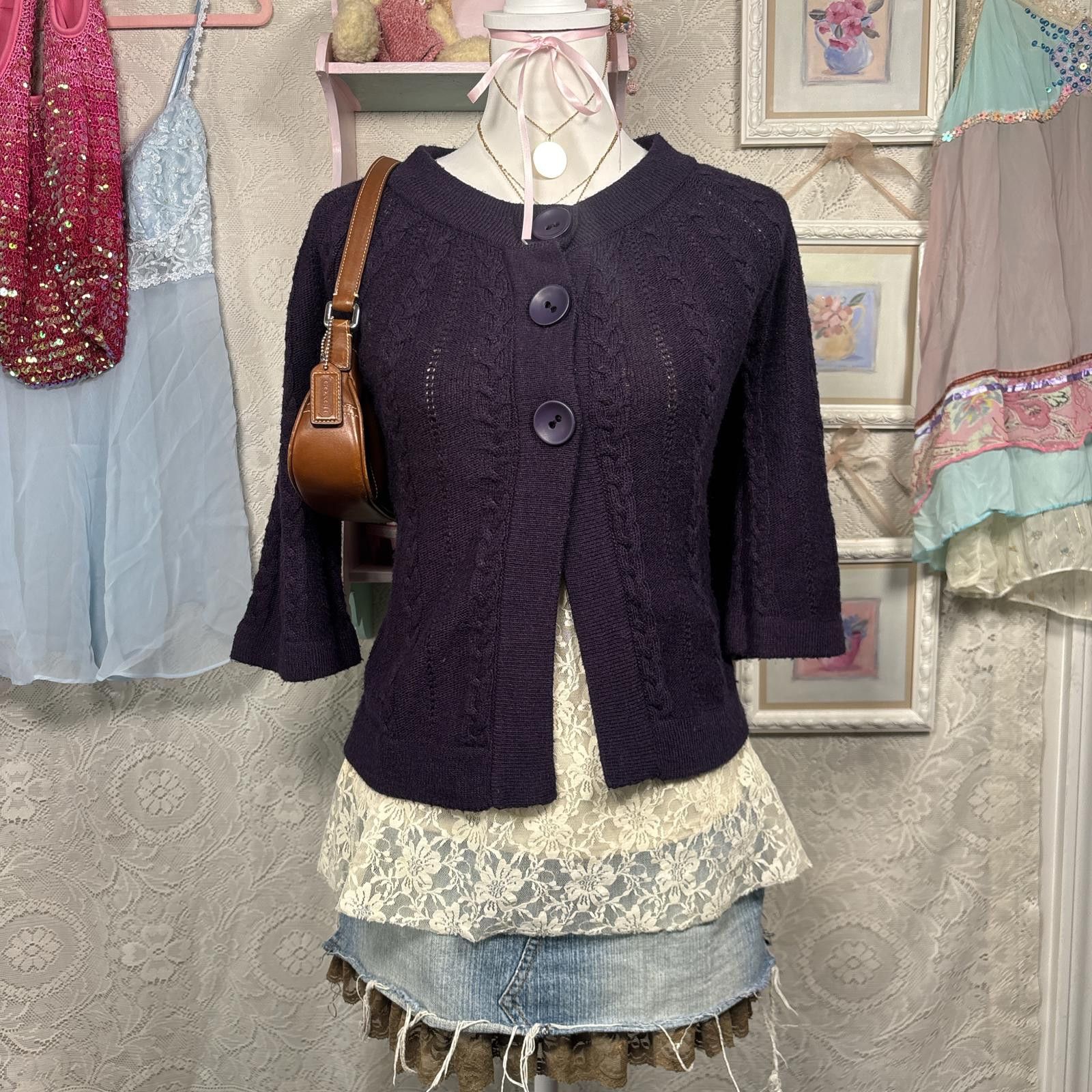 Forme D'Expression y2k purple babydoll sweater cardigan Size S / US 4 / IT 40 - 1 Thumbnail