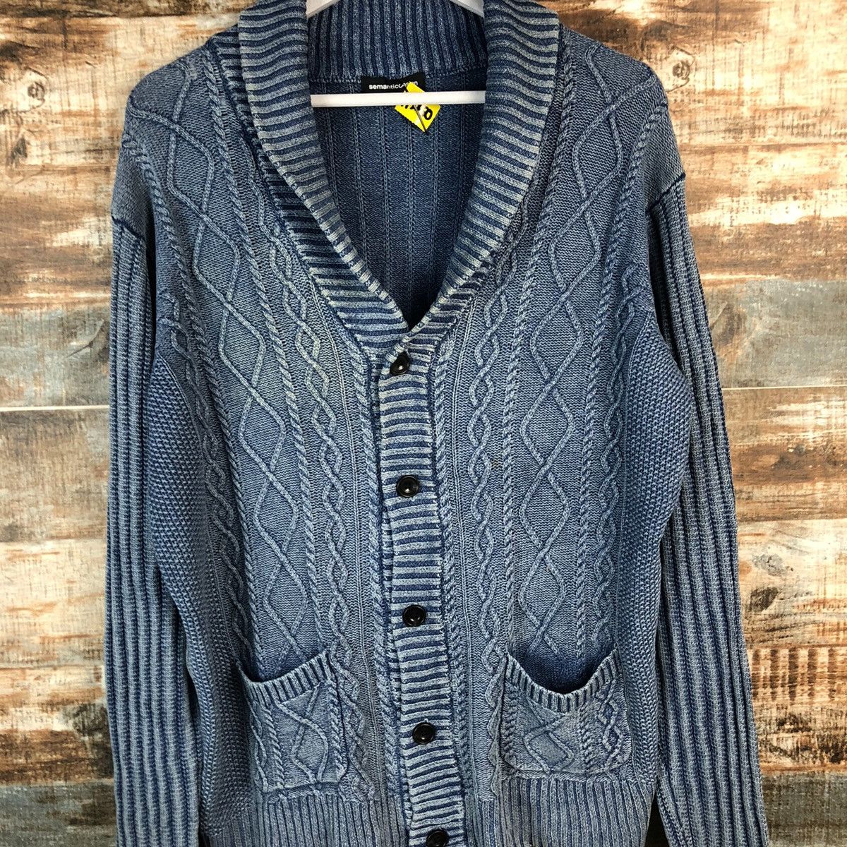 Faded Glory D Semantic Design faded Blue Cardigan Knitwear #A2250 Size US XL / EU 56 / 4 - 5 Thumbnail