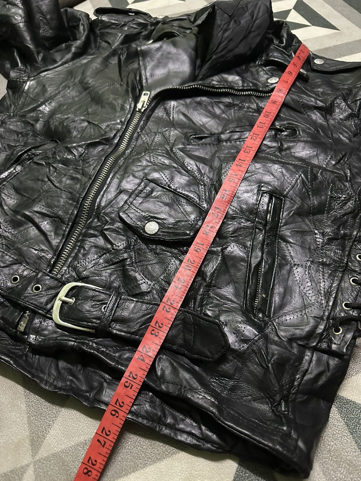 Japanese Brand Diamond plate double collar leather jacket Size US L / EU 52-54 / 3 - 13 Thumbnail