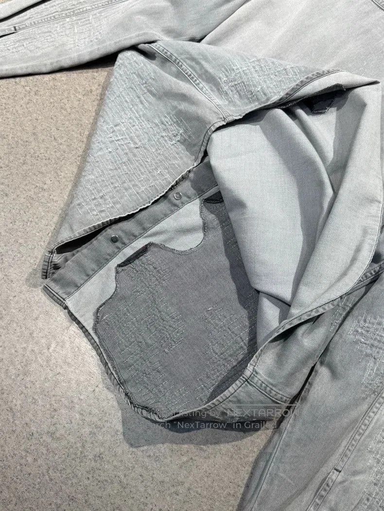 Dior Dior Distressed Gray Denim Shirt Jacket. Size US XL / EU 56 / 4 - 6 Thumbnail
