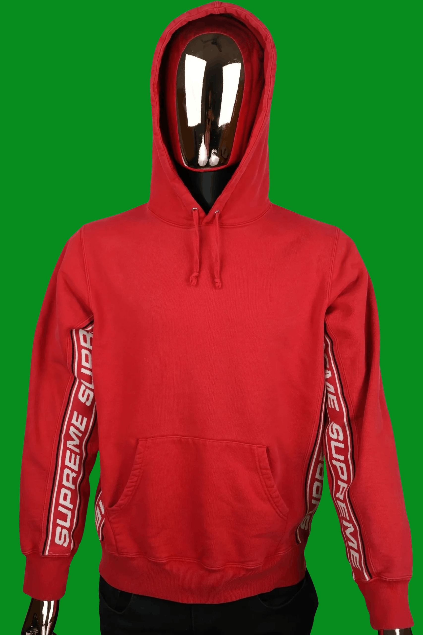 Supreme Authentic Pre-Owned 2018 Red Supreme Tape Stripe Hoodie Size US M / EU 48-50 / 2 - 1 Thumbnail