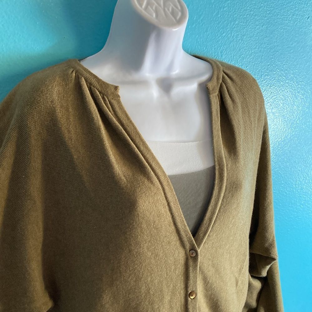 Magaschoni Magaschoni Size M Dolman Sleeve V-Neck Olive Knit Cardigan O Size M / US 6-8 / IT 42-44 - 8 Thumbnail