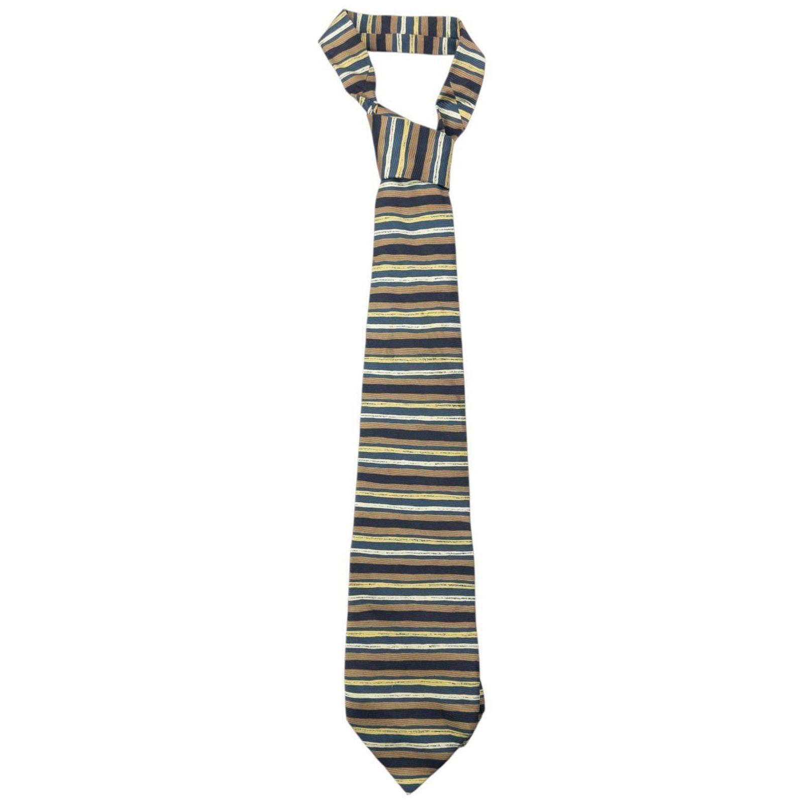 Issey Miyake Vintage 90s Issey Miyake Striped Silk Tie Size ONE SIZE - 1 Thumbnail