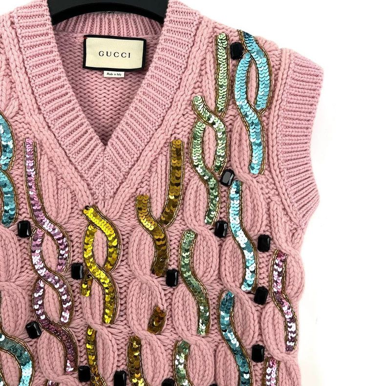 Gucci Gucci Embroidered sequin knitted vest Size S / US 4 / IT 40 - 4 Thumbnail