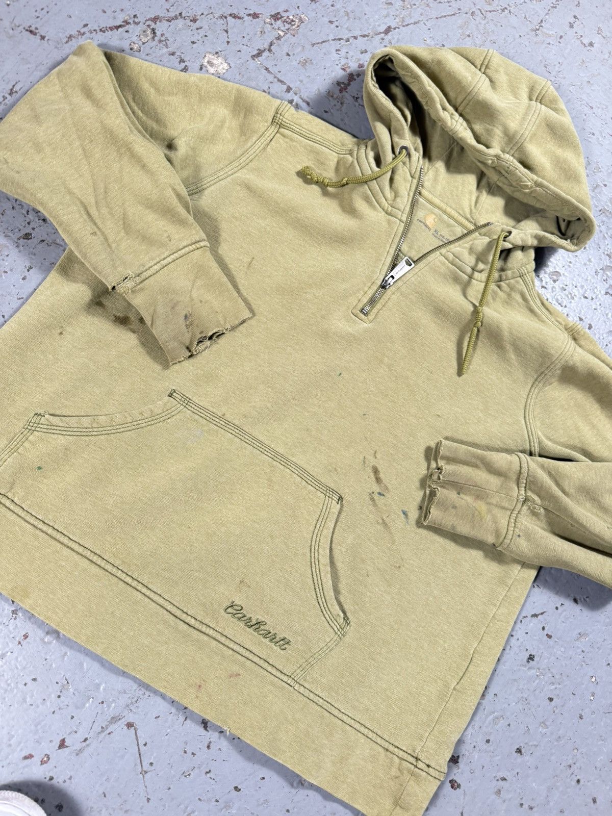 Carhartt × Other × Vintage Vintage Perfectly Faded Distressed Carhartt Quarter zip Size US M / EU 48-50 / 2 - 8 Thumbnail