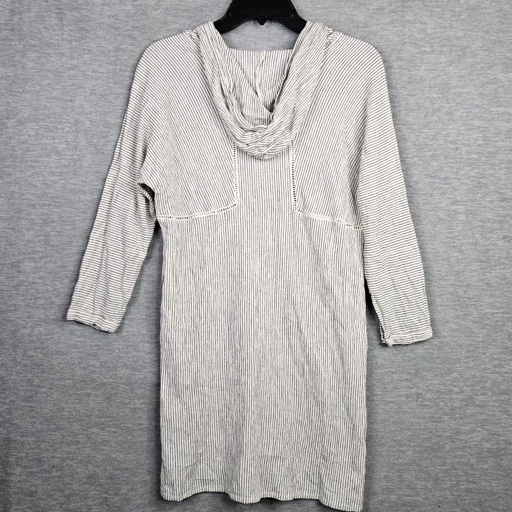 Vintage Solito Striped Beige Black Swim Cover Up Embroidery Hoodie Mini Dress Sz S Size S / US 4 / IT 40 - 2 Thumbnail