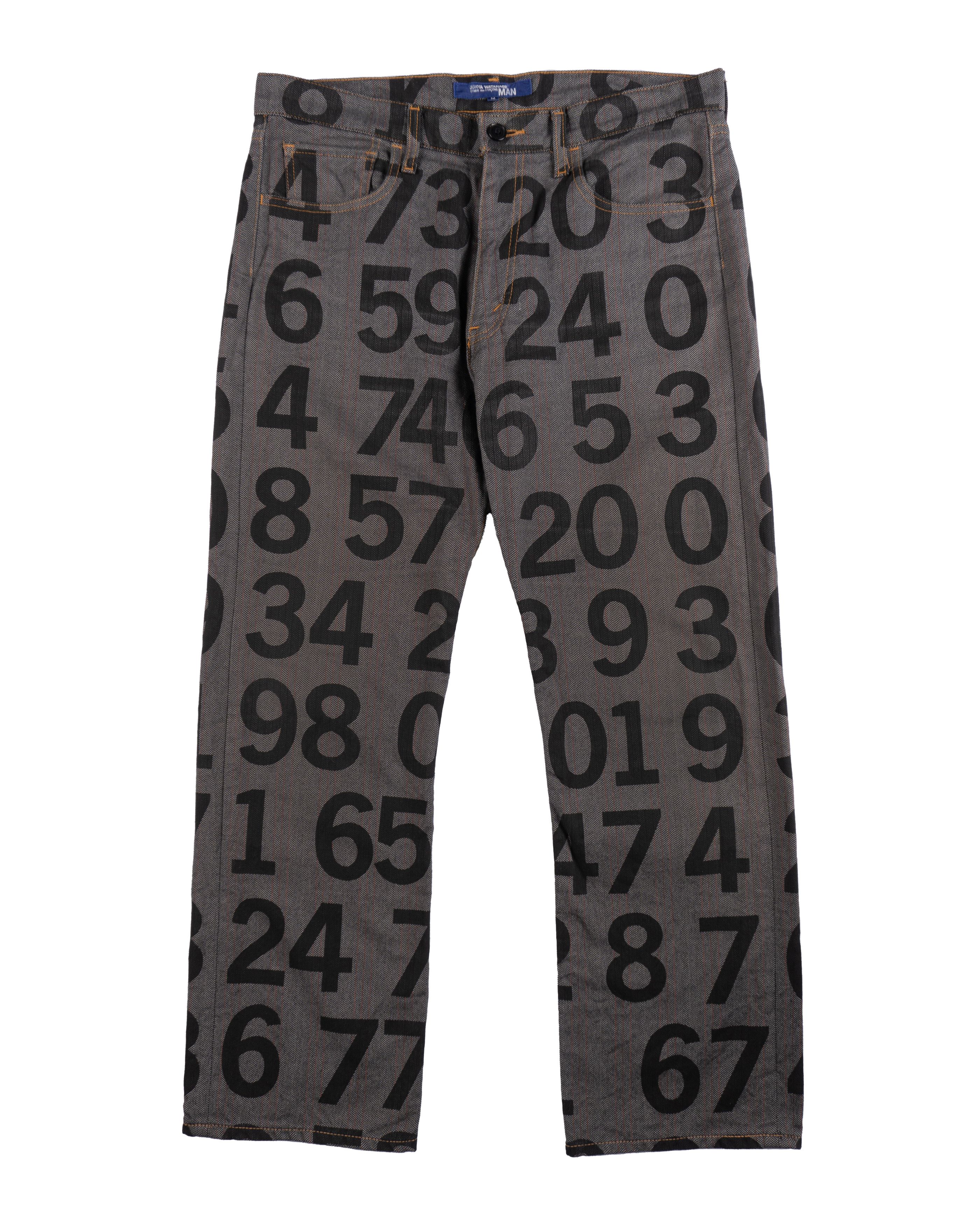 image of S/s 2003 Junya Watanabe Man Numbers Denim Pants in Grey, Men's (Size 34)