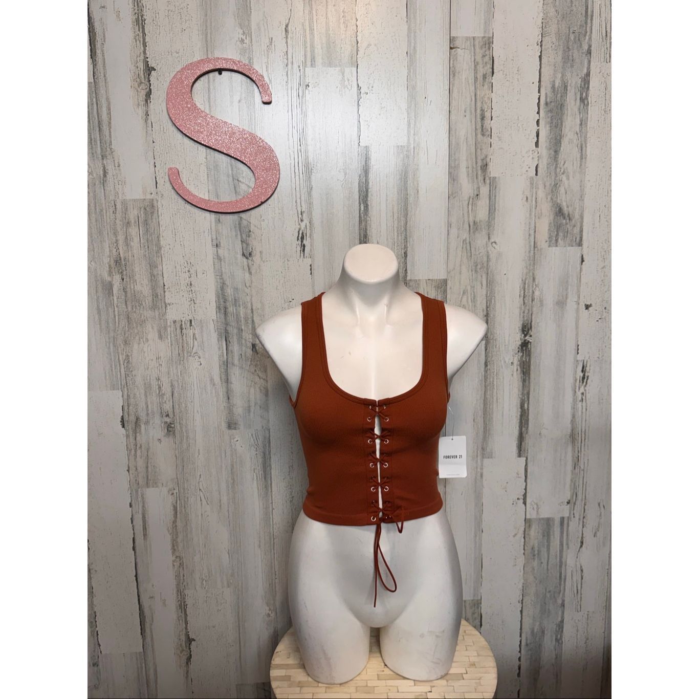 Forever 21 Forever 21 Rust Orange Lace-Up Front Tank Top Women’s Size S Size S / US 4 / IT 40 - 6 Thumbnail