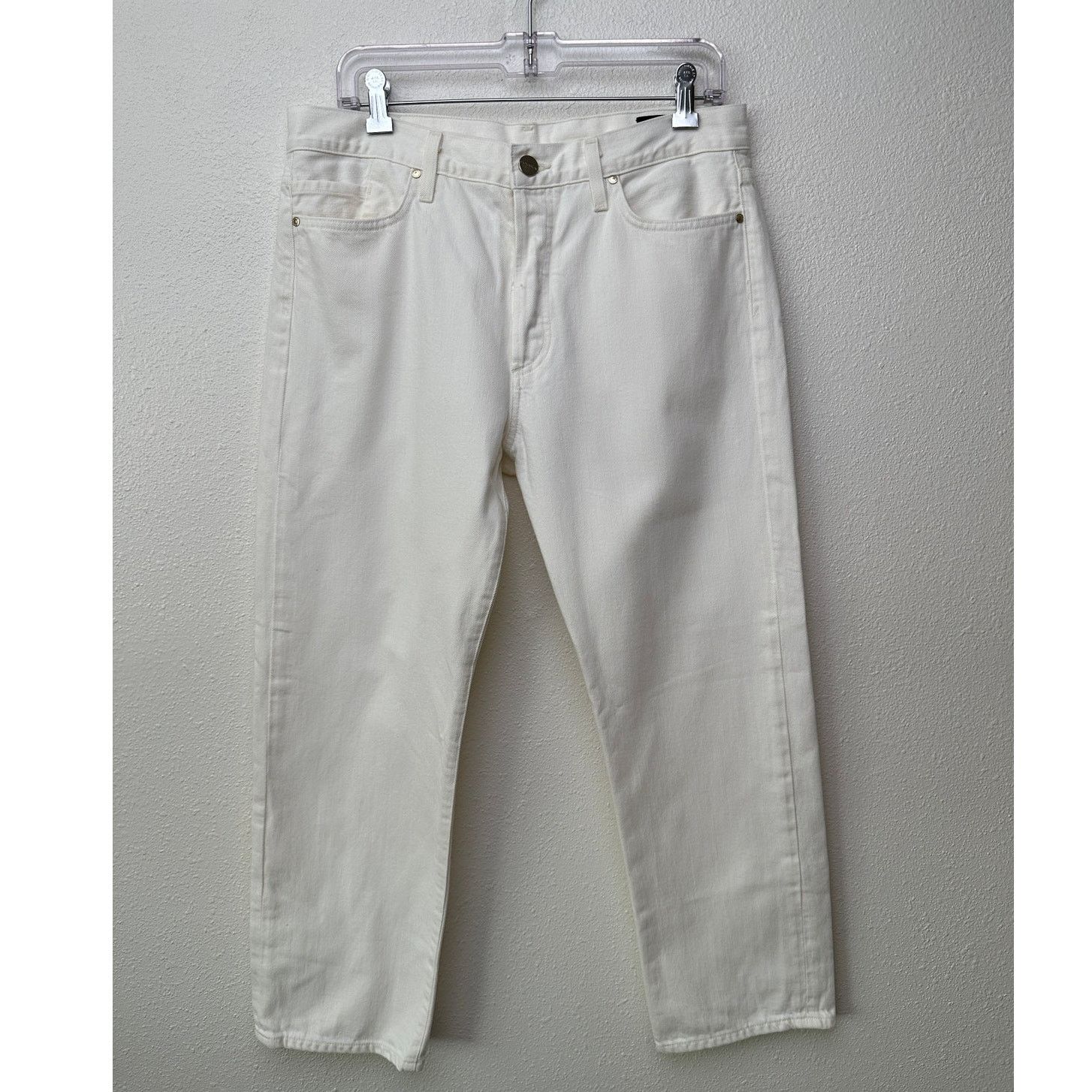 GOLDSIGN Goldsign Ivory Straight-Leg 100% Cotton Jeans 29 Button Fly Size 29" - 2 Thumbnail