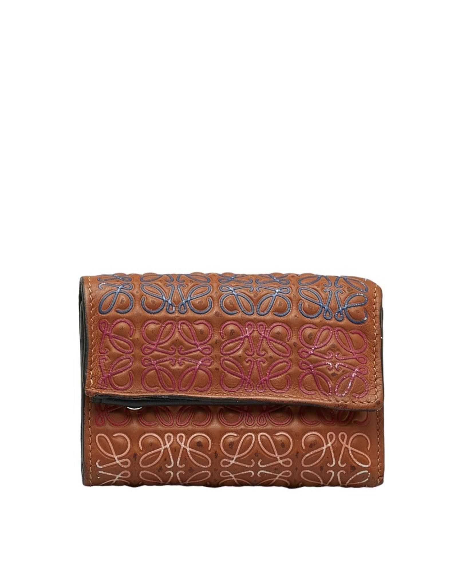 image of Loewe Brown Leather Tri-Fold Wallet, Women's