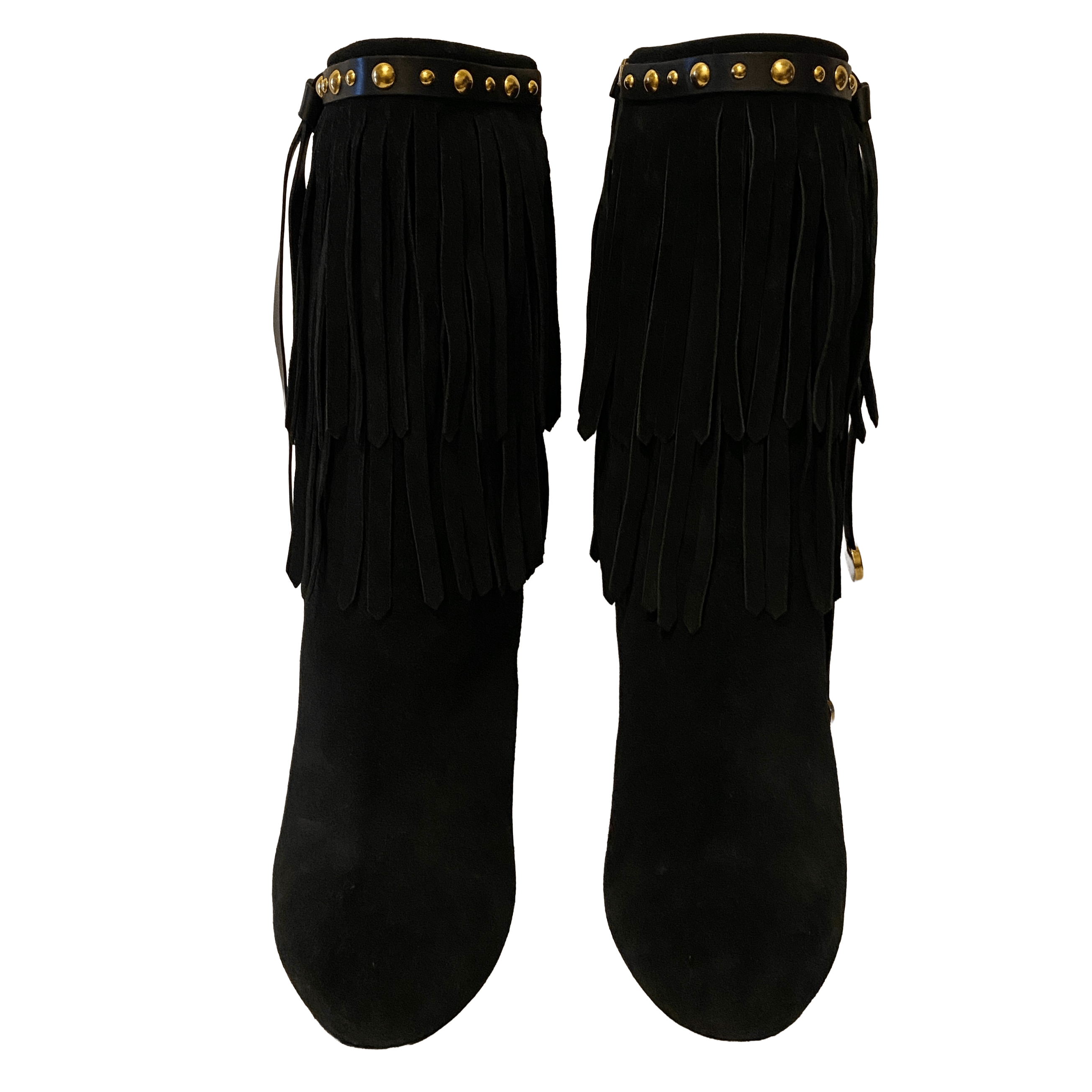 Gucci DEVANDRA BLACK SUEDE FRINGE HIGH HEEL BOOTS BOOTIES Size US 12 / IT 42 - 3 Thumbnail