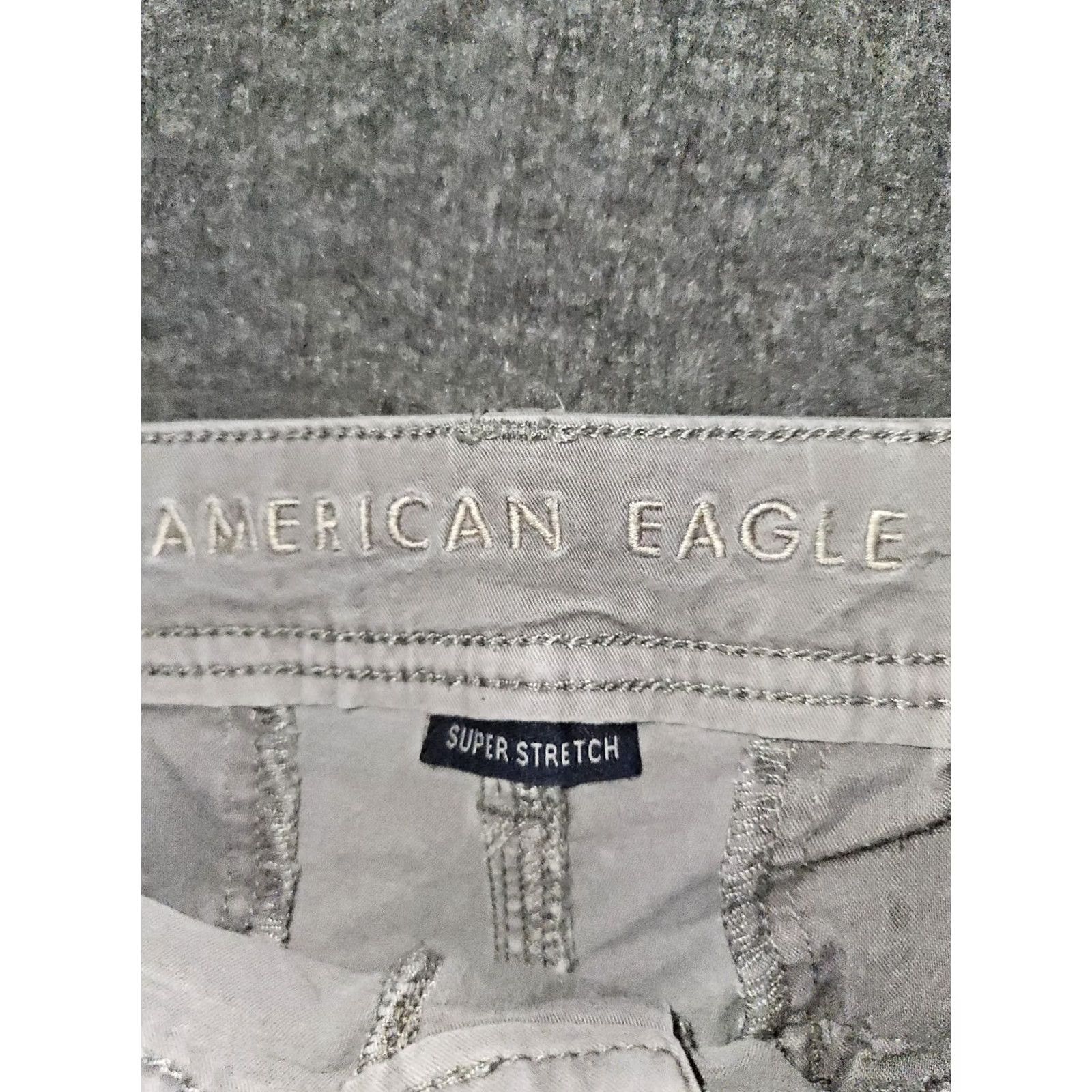 American Eagle Outfitters VINTAGE American Eagle Cropped Pant Women's 12 XL Gray Chino Mid Rise Frayed Hem Size 34" / US 12 / IT 48 - 2 Thumbnail
