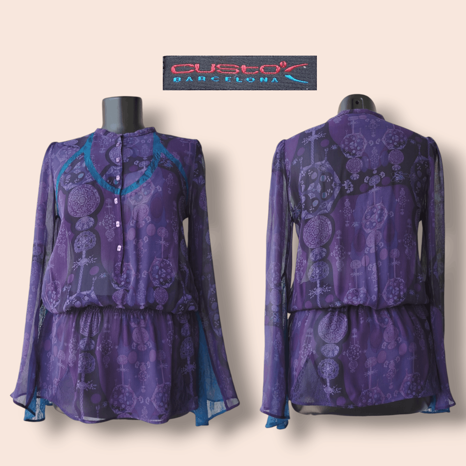 Custo Barcelona Blouse Long Sleeve Boho Chiffon Silk Vintage Y2K Size S Size S / US 4 / IT 40 - 1 Thumbnail