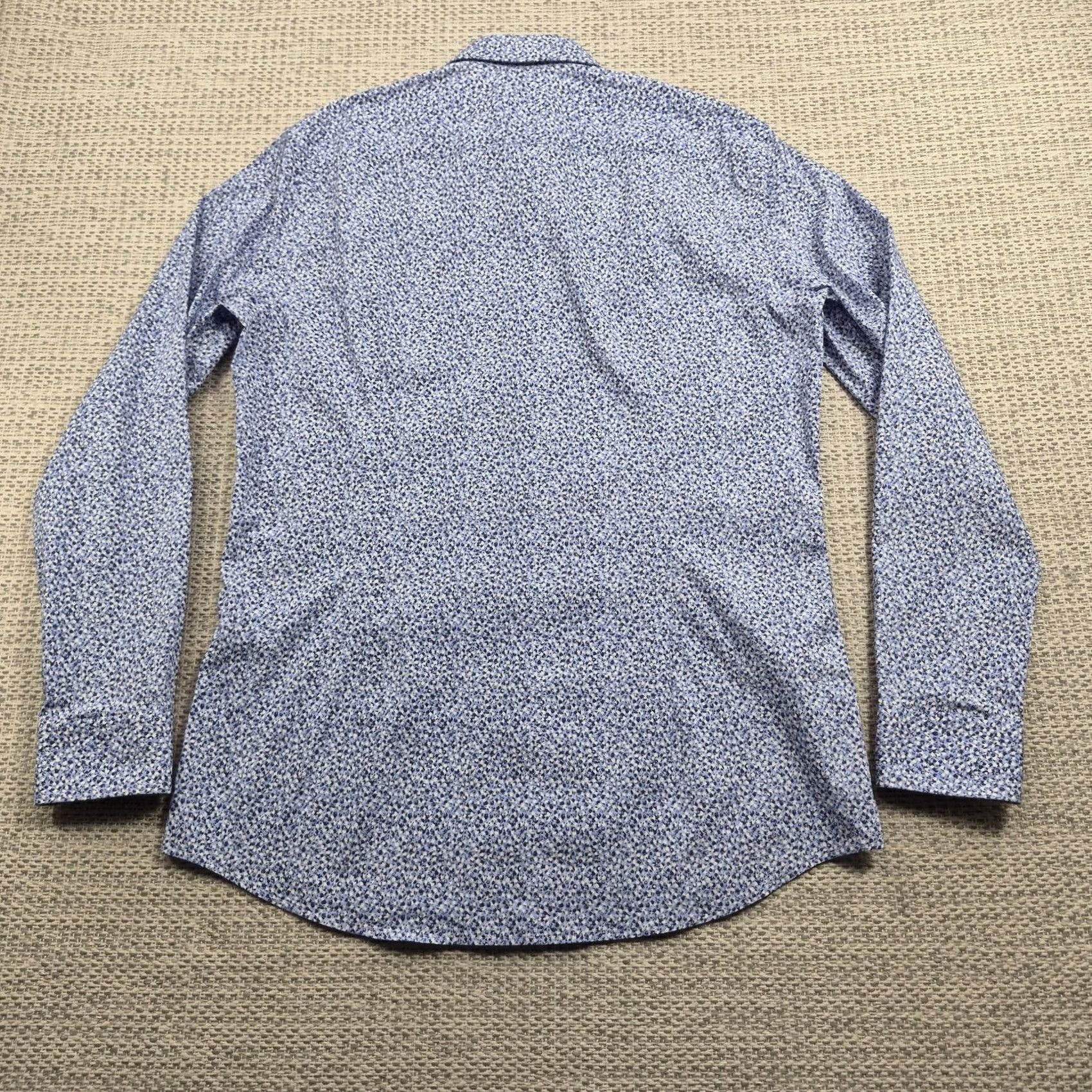 Hugo Boss HUGO BOSS Dress Shirt Mens 16 34/35 Blue Floral Slim Fit Stretch Long Sleeve Size 42R - 7 Thumbnail