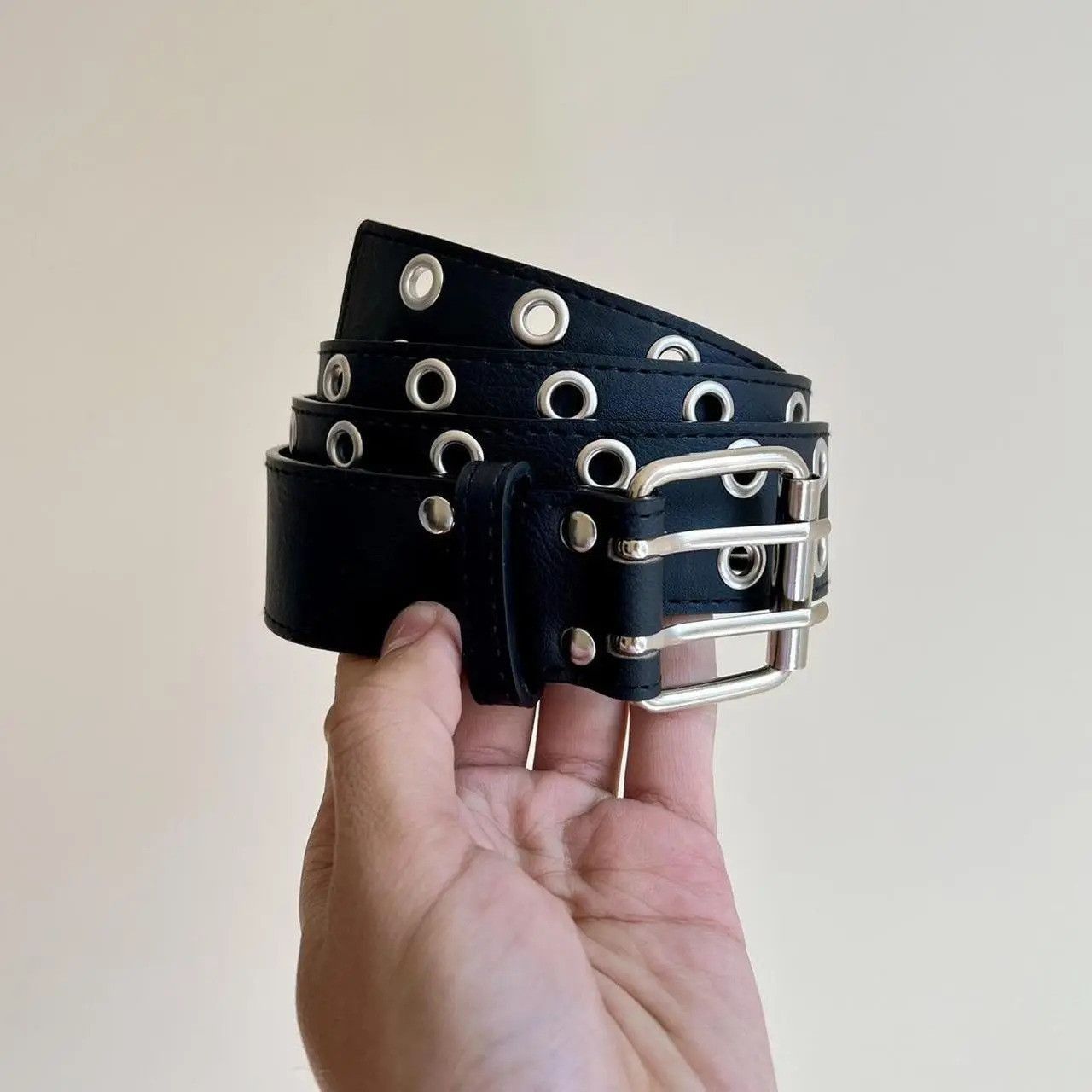 Cowboy Equipment y2k style round studded vegan leather grunge belt Size ONE SIZE - 8 Thumbnail