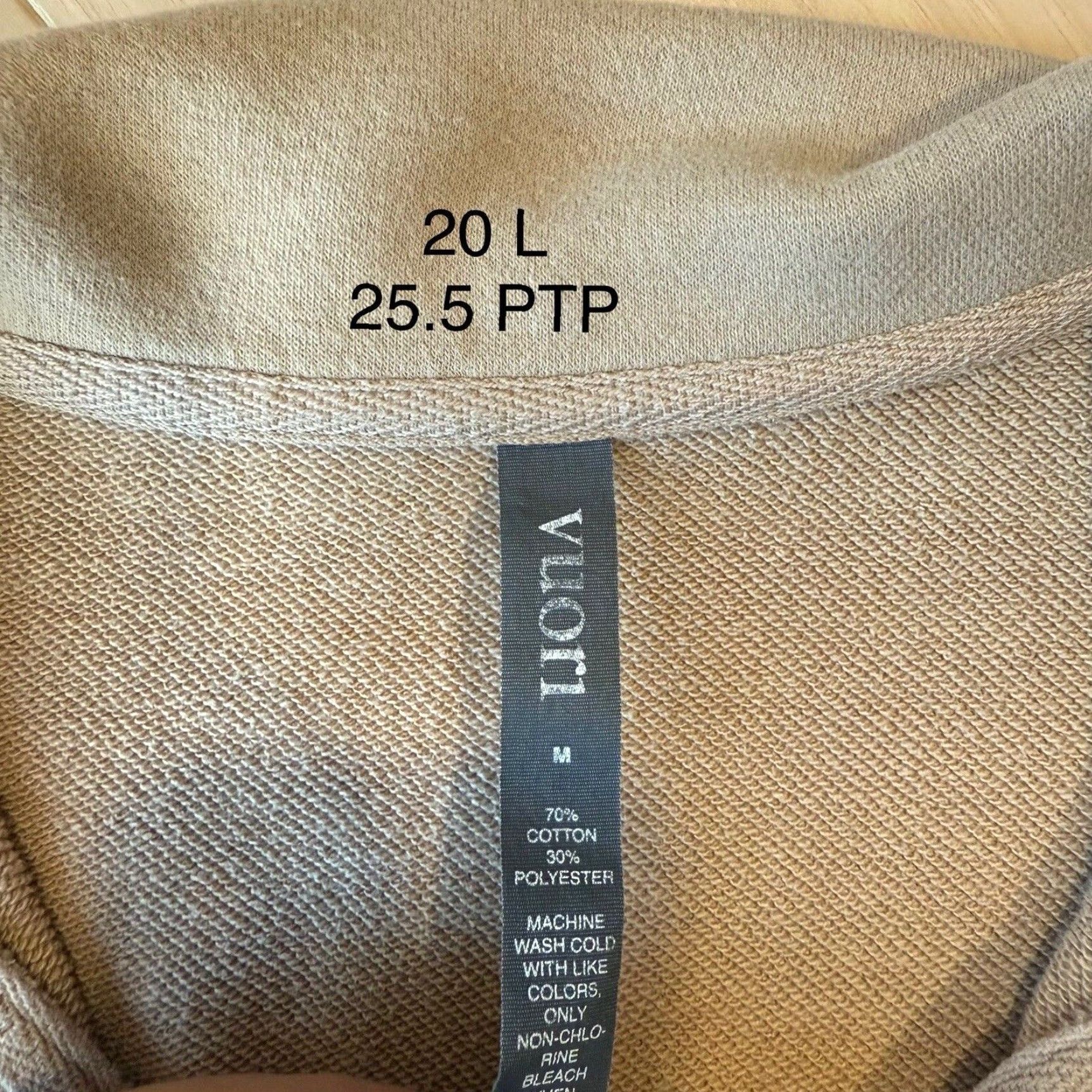 Vuori Vuori Polo Sweatshirt M Sedona Tan Fleece Pullover Cropped Yoga Athleisure Shirt Hooded Long Sleeve Casual All Seasons Size M / US 6-8 / IT 42-44 - 6 Thumbnail