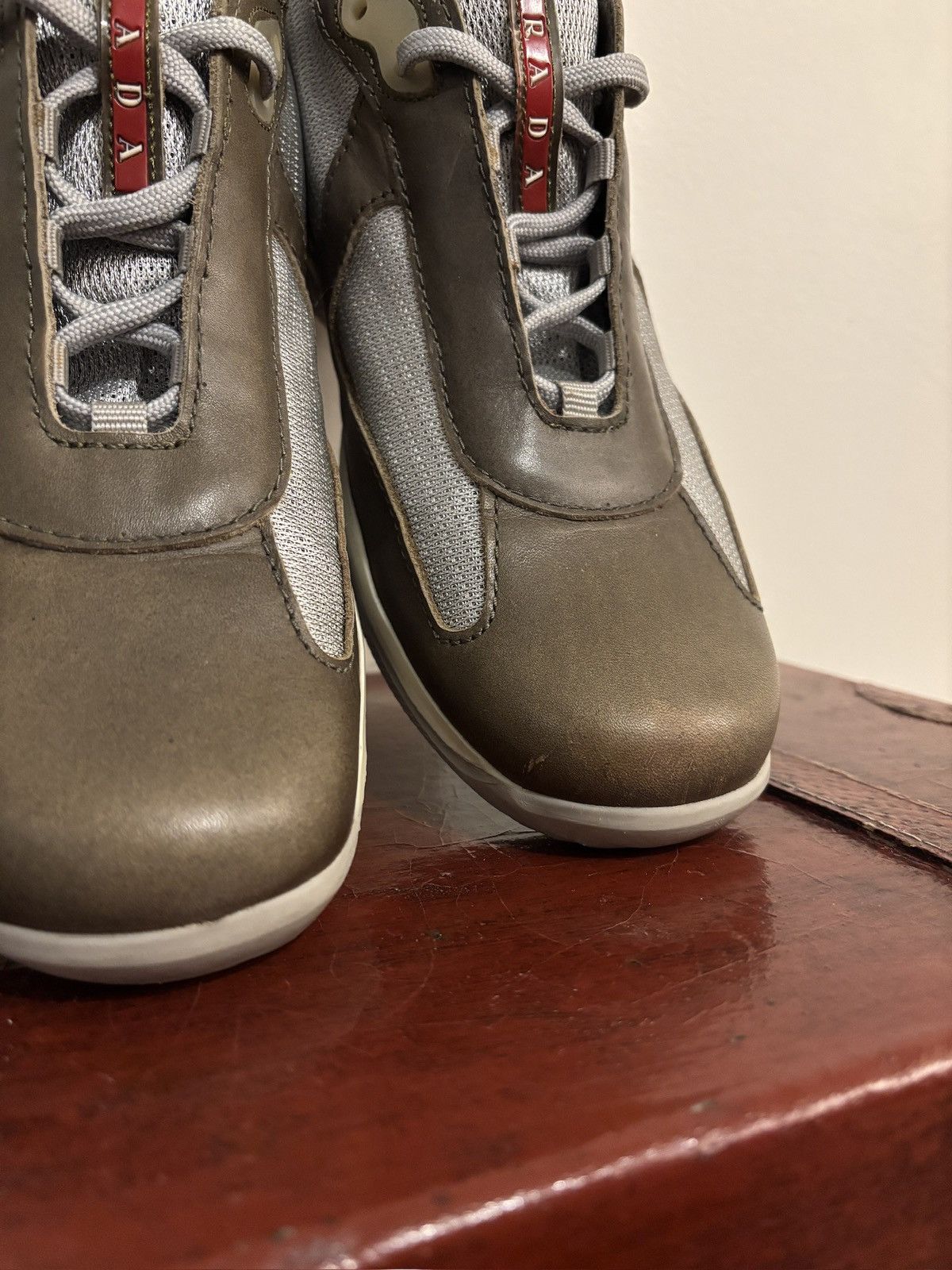 Prada Prada Olive Green Leather Americas Cups Size US 11 / EU 44 - 15 Thumbnail