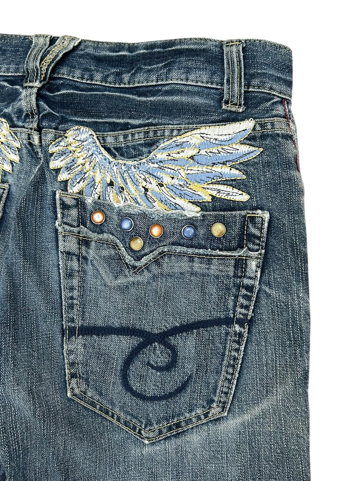 Japanese Brand × Tornado Mart Winger Japan Patch Embellishments Blue Way Distressed Jean Size US 31 - 18 Thumbnail