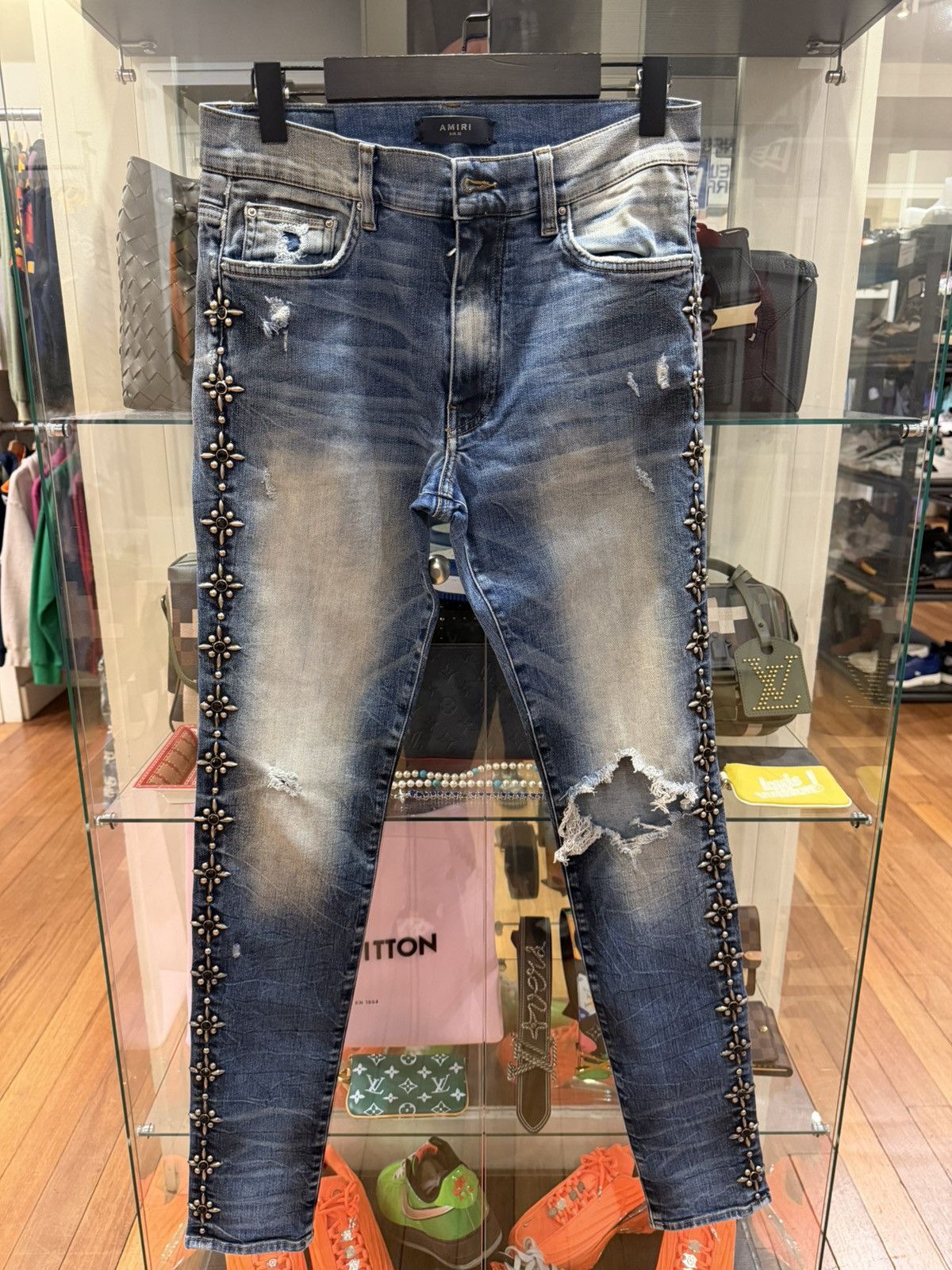 Amiri Amiri Studded Track Denim Jeans Size US 32 / EU 48 - 1 Thumbnail