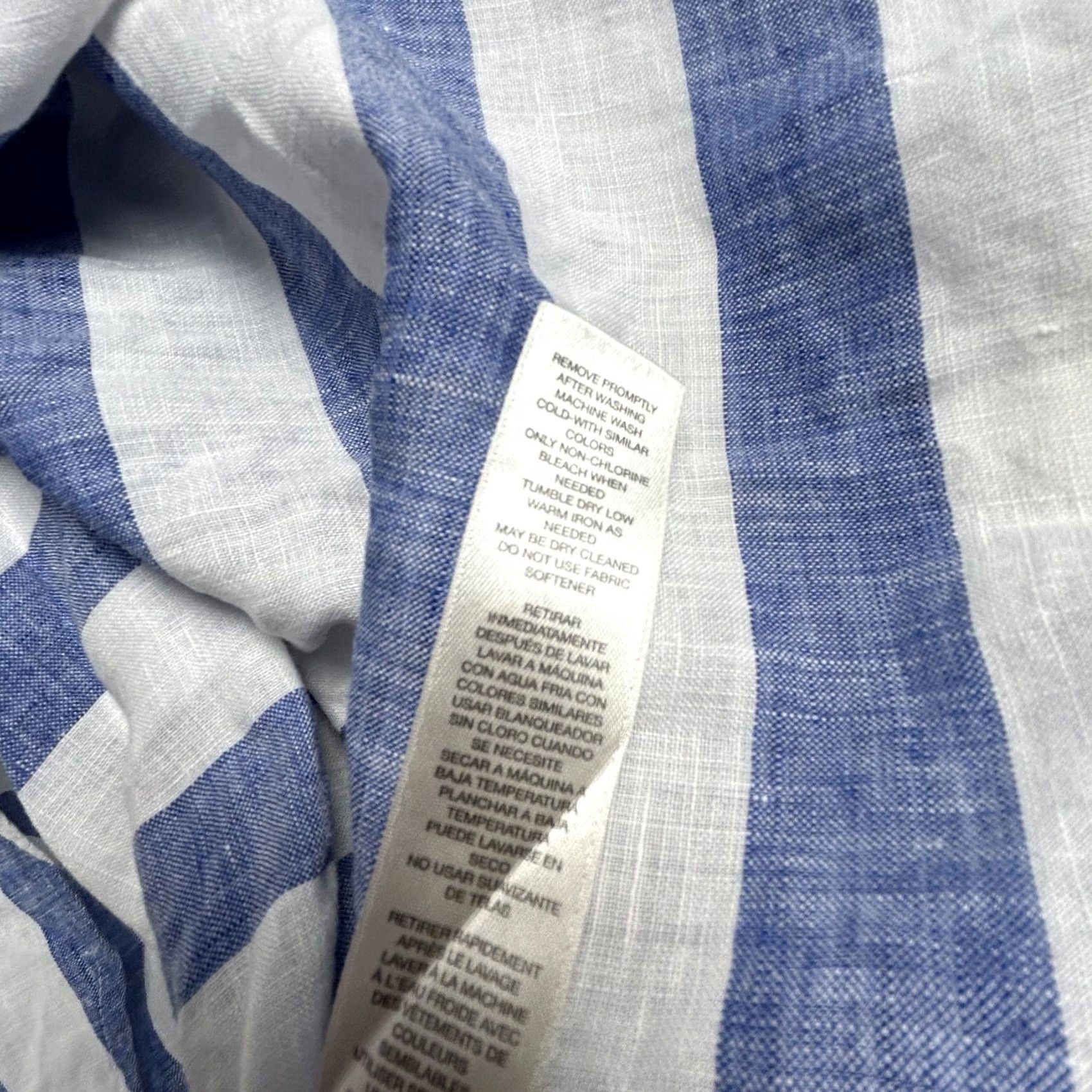 Vintage Chico's Shirt Striped Blue White Button-Down Non Iron Linen 2 XS? Size XS / US 0-2 / IT 36-38 - 3 Thumbnail