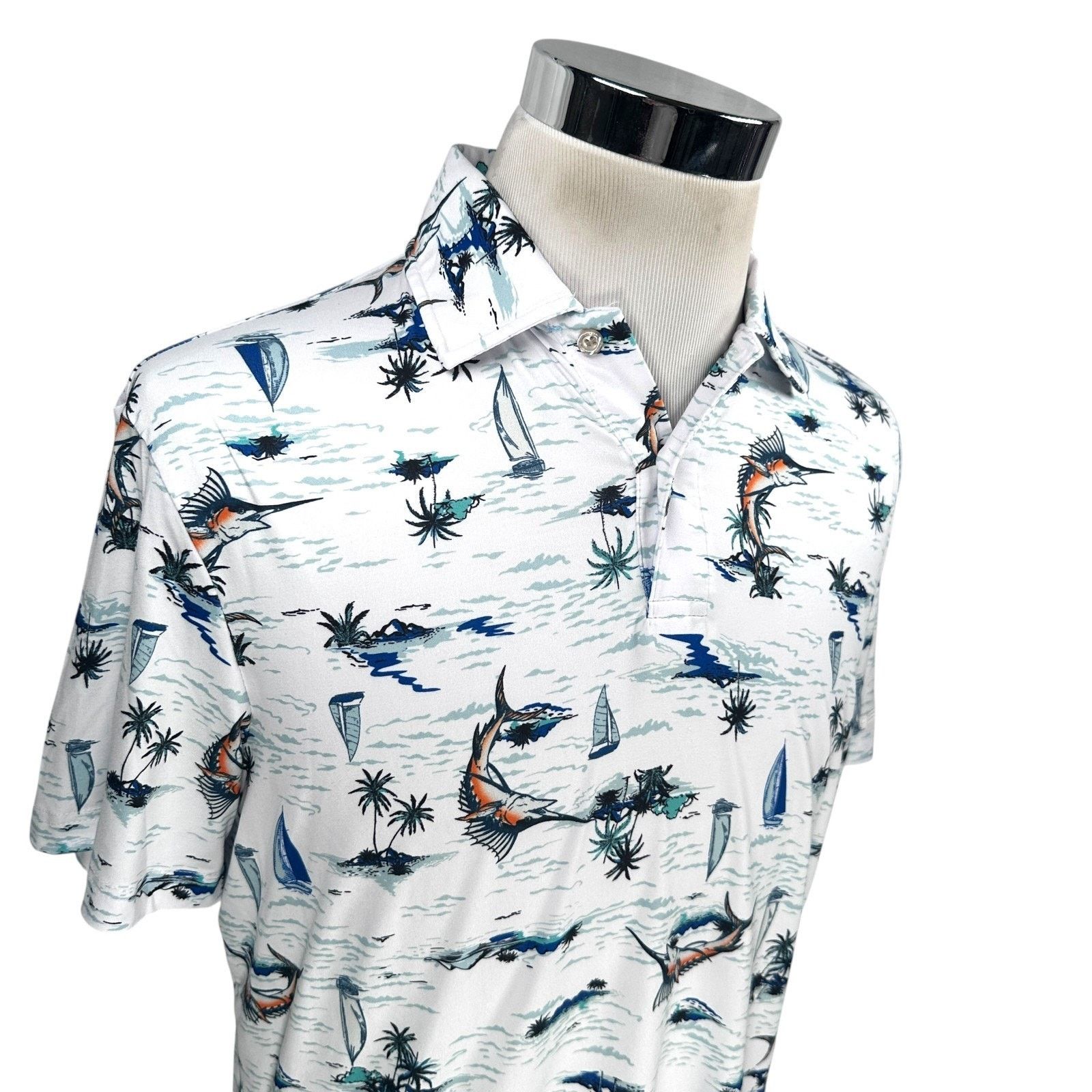Chaps Chaps Polo Shirt Men’s Medium White Marlin Fish AOP New Size US M / EU 48-50 / 2 - 2 Thumbnail