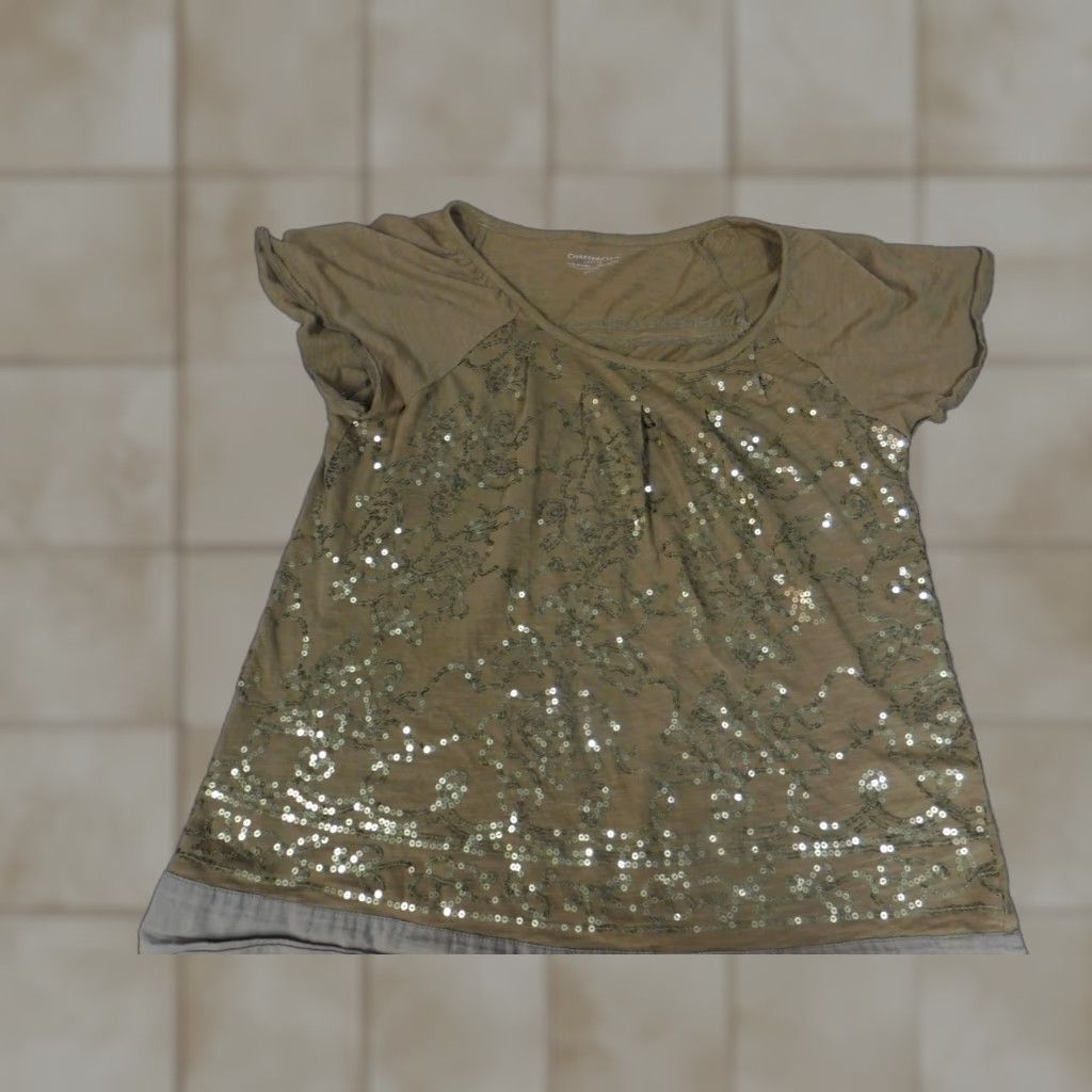 Charter Club Charter Club Blouse Short Sleeve Round Neck Cotton Green PS Petite Womens Button Accent Casual Fit Regular Size S / US 4 / IT 40 - 1 Thumbnail