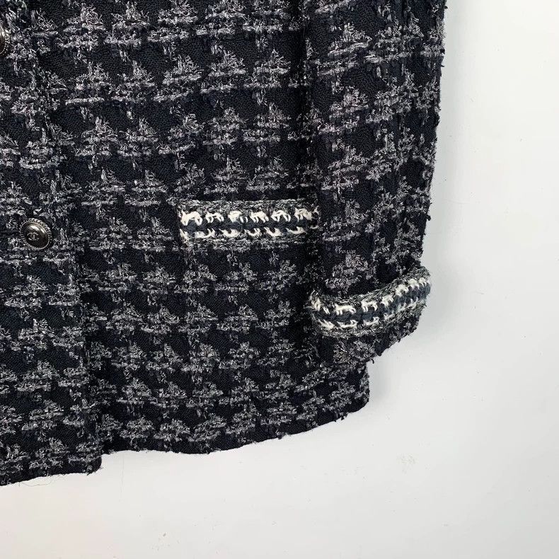 Chanel Chanel Black Houndstooth Wool Blazer -2505 Size US XXS / EU 40 - 4 Thumbnail