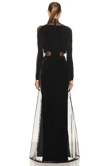 Tom Ford o1loc1c0625 AB3116 Velvet Evening Maxi Dress in Black Size M / US 6-8 / IT 42-44 - 3 Thumbnail