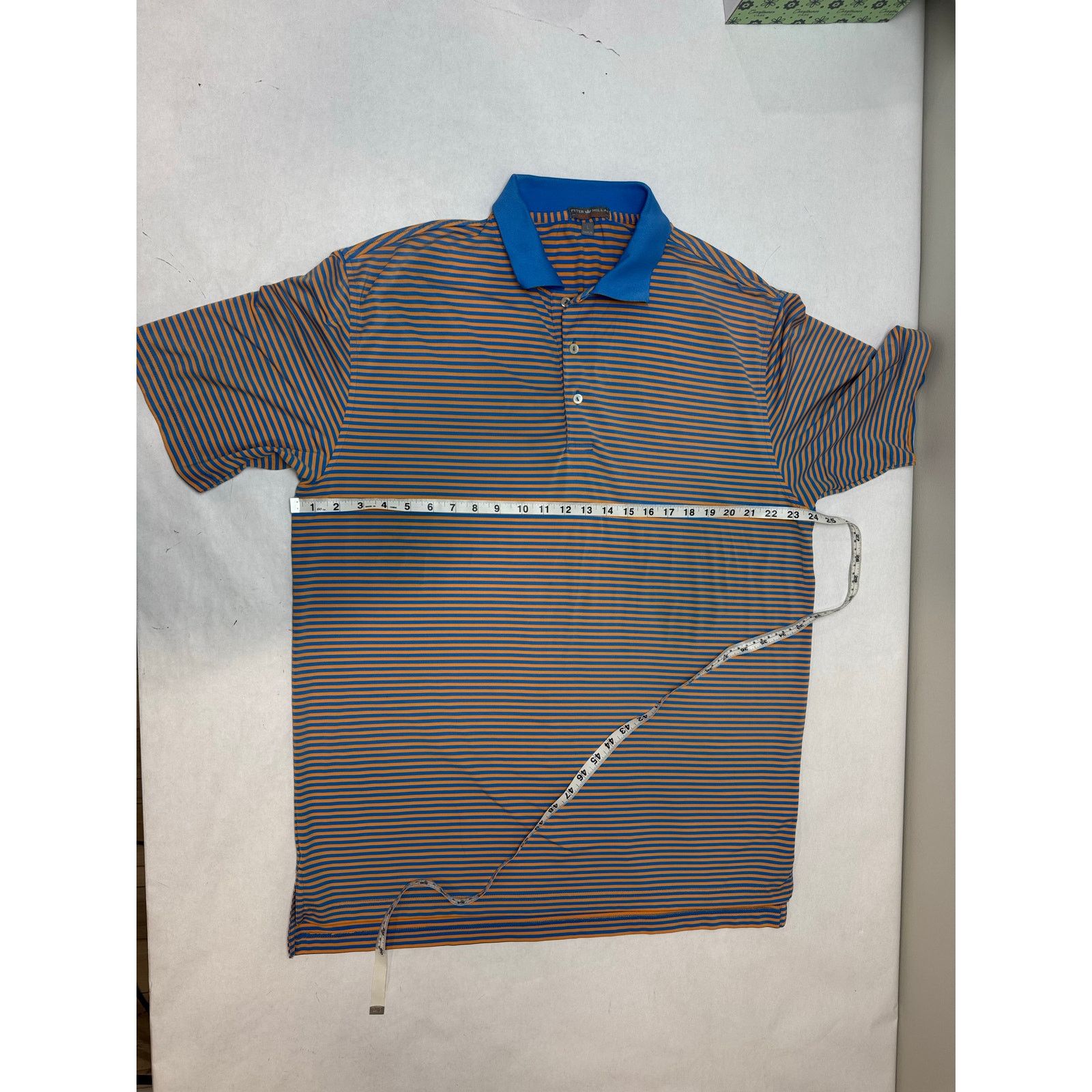 Peter Millar Peter Millar Summer Comfort Orange Blue Striped Polo Large Size US L / EU 52-54 / 3 - 4 Thumbnail