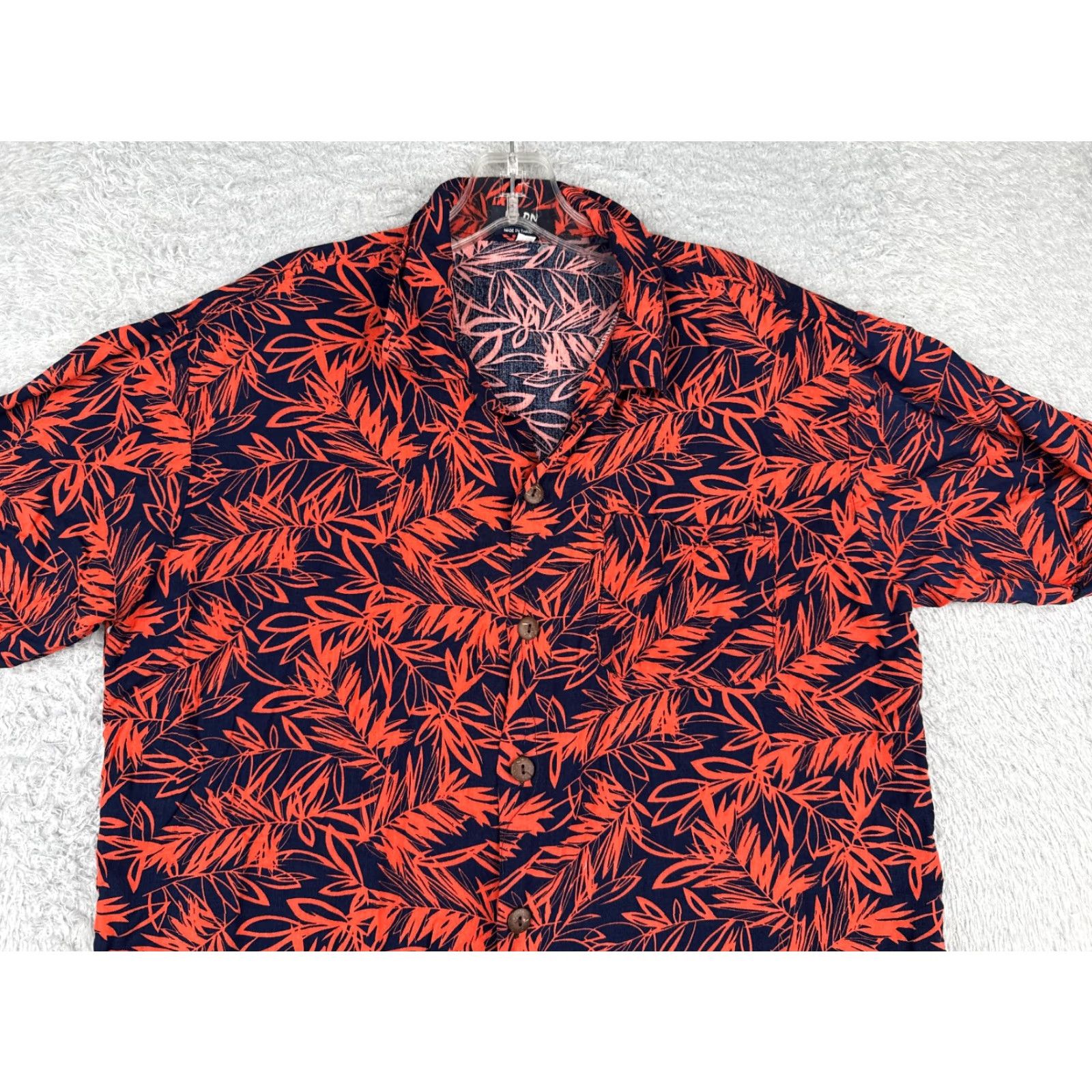 Vintage Up On Hawaiian Shirt Men L Blue Red Floral Palm Leaf Button-Up Rayon Short Sleeve Casual Shirt Size US L / EU 52-54 / 3 - 4 Thumbnail