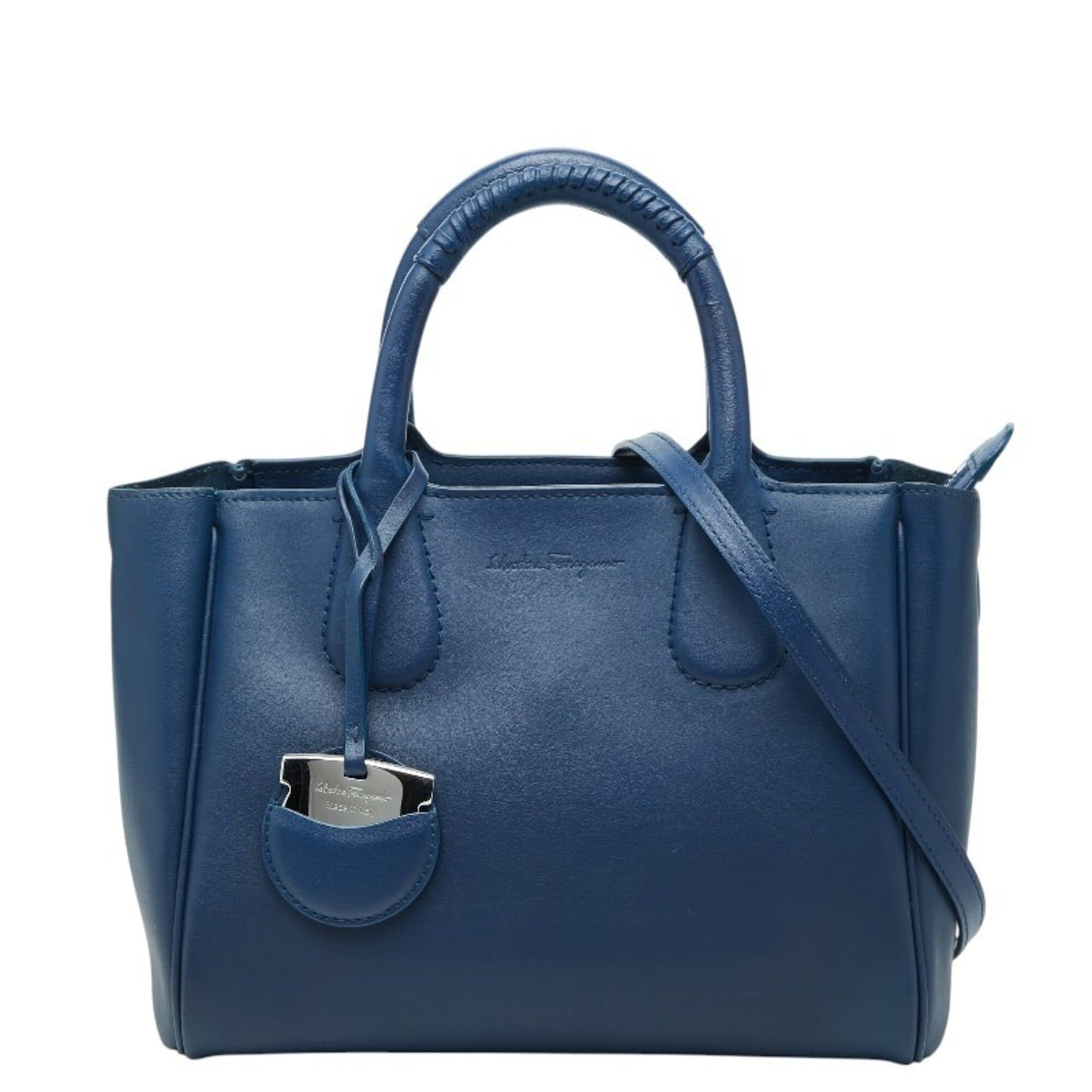 Salvatore Ferragamo Salvatore Ferragamo Nolita Handbag Shoulder Bag 2WAY EE-21 E621 Blue Leather Women's Size ONE SIZE - 1 Thumbnail