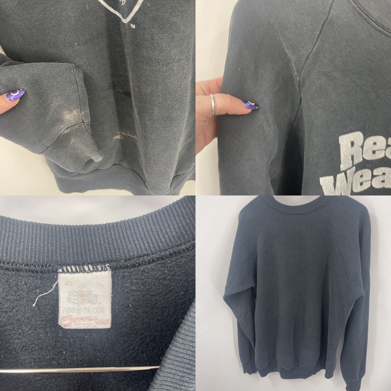 Fruit Of The Loom VINTAGE NFL Raiders Real Men Wear Black Sweatshirt XL Black Fruit of the Loom Adult XL 1990s NFL Merch Mens Size US XL / EU 56 / 4 - 8 Thumbnail