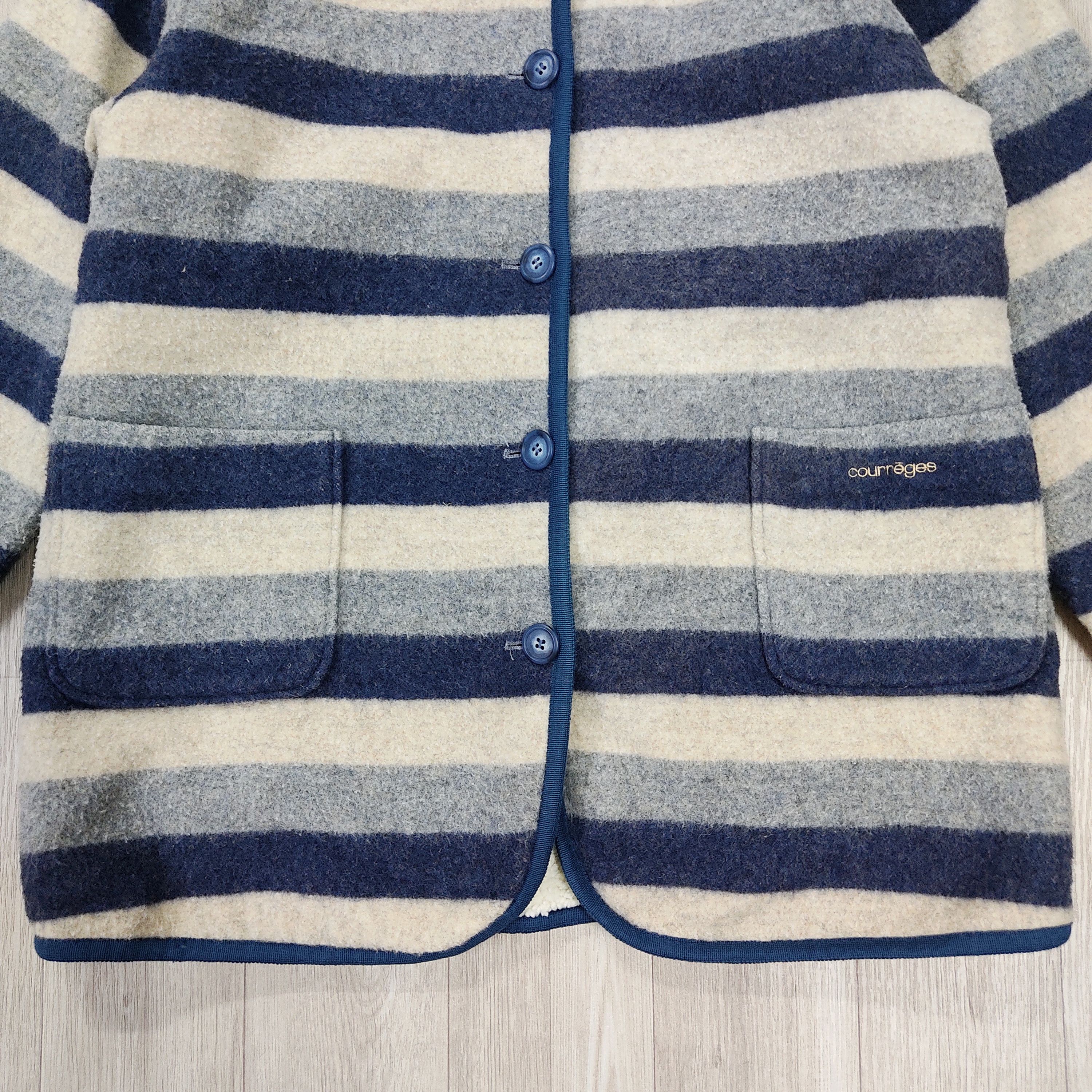 Courreges Courreges Striped Fleece Lining Hooded Hippie Jacket Size US M / EU 48-50 / 2 - 6 Thumbnail