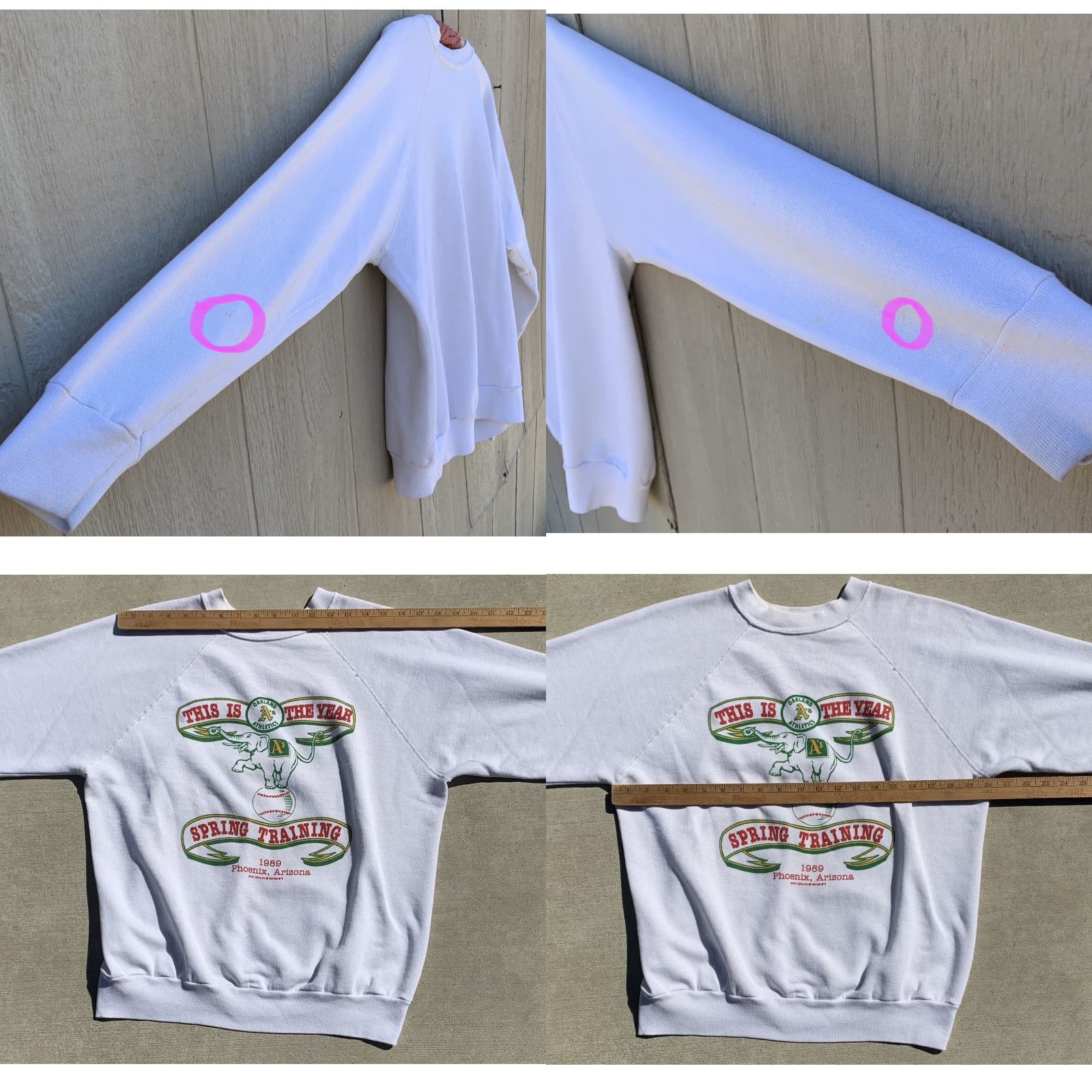 Vintage VINTAGE Oakland Athletics Oakland A’s Spring Training 1989 Raglan Sweatshirt XL White Mens Pullover Raglan 80s Baseball Baseball Sweatshirt Size US XL / EU 56 / 4 - 10 Thumbnail