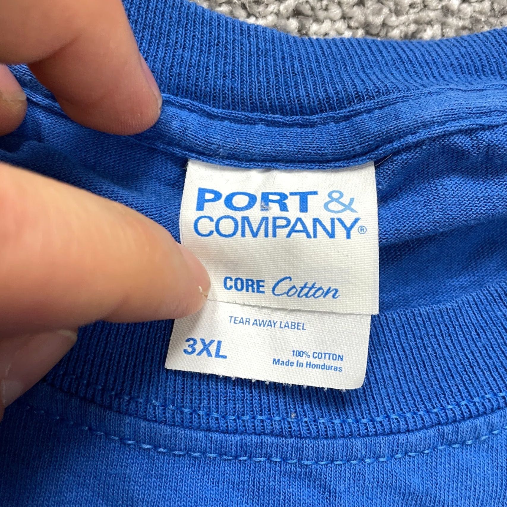 Port & Company VINTAGE Port & Company Men's T-Shirt 3XL Crew Neck Cotton Blue Short Sleeve Classic Outdoor Size US XXL / EU 58 / 5 - 6 Thumbnail