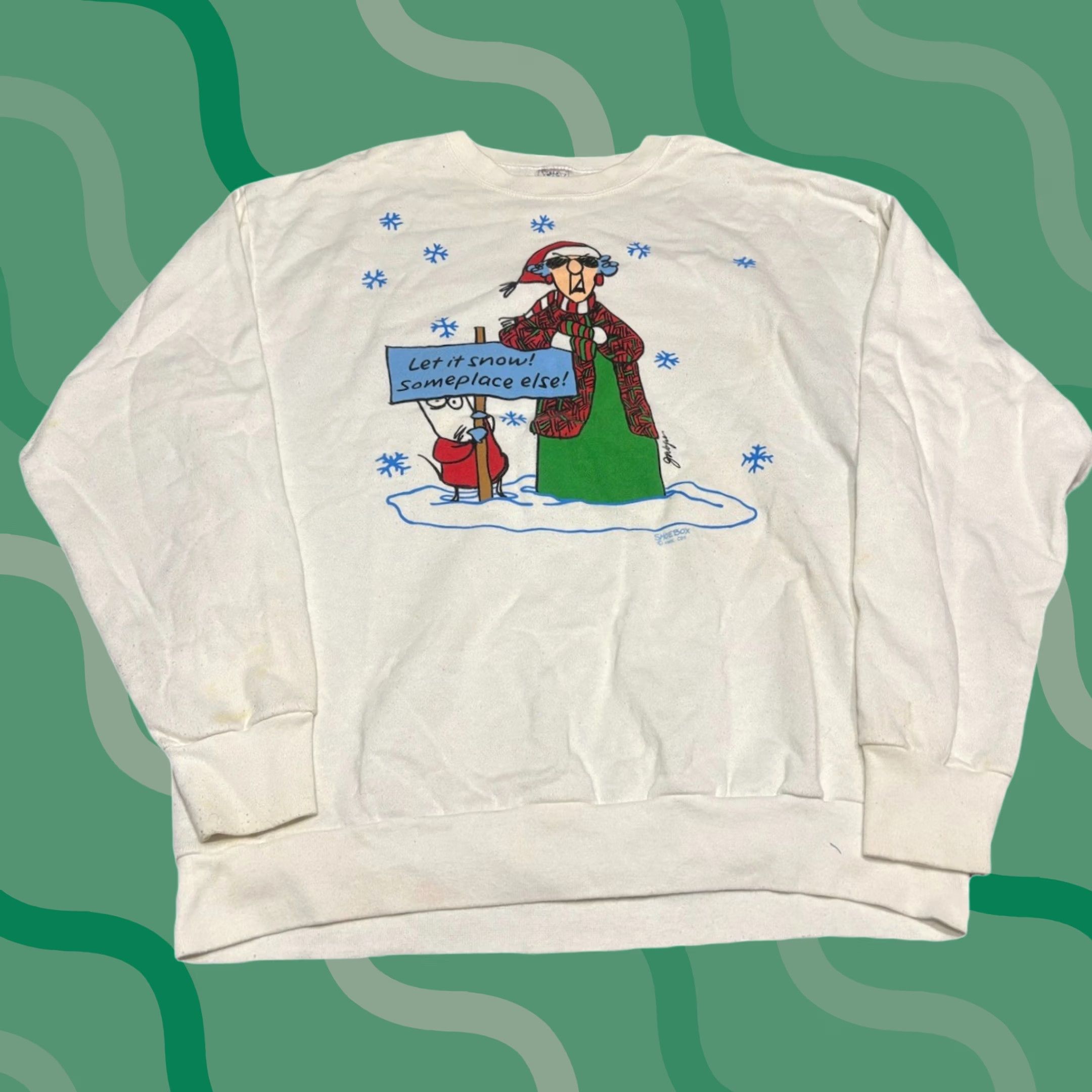 Fruit Of The Loom VINTAGE 90s Grandma Humor Funnies Comic Shoebox Greetings XL Sweatshirt Mens White Pullover 90s Funny Christmas Gift Size US XL / EU 56 / 4 - 1 Thumbnail