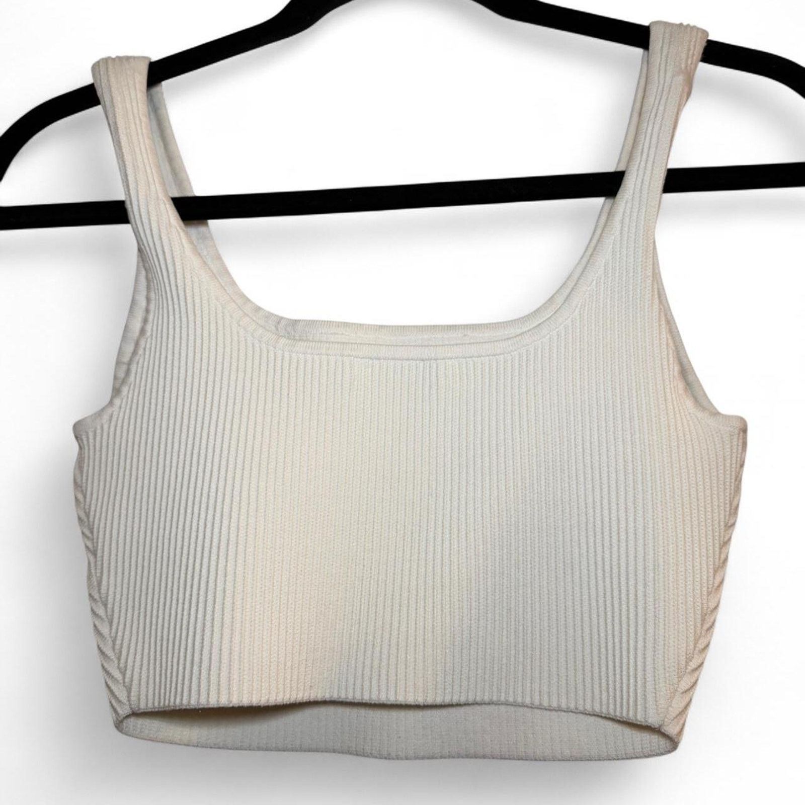 Aritzia Babaton Ribbed Knit Crop Tank Top Ivory Cream Sleeveless Size S / US 4 / IT 40 - 3 Thumbnail