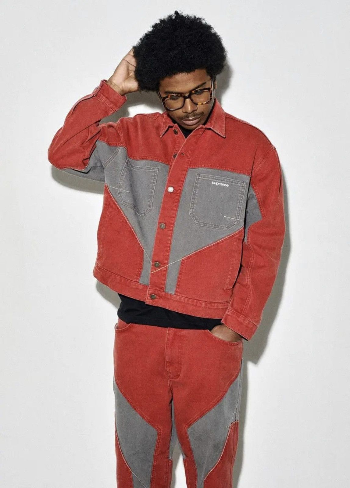 Supreme Supreme 2-Tone Paneled Denim Jacket “Red” Large Size US L / EU 52-54 / 3 - 2 Thumbnail