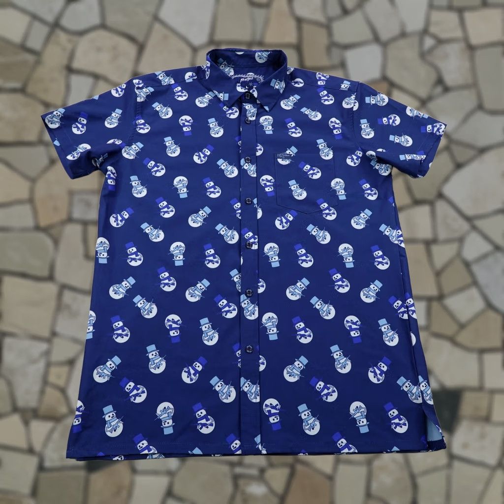 Etro Retro Rifle Shirt Mens L Blue Snowman Button-Up Performance Stretch Size US L / EU 52-54 / 3 - 1 Thumbnail