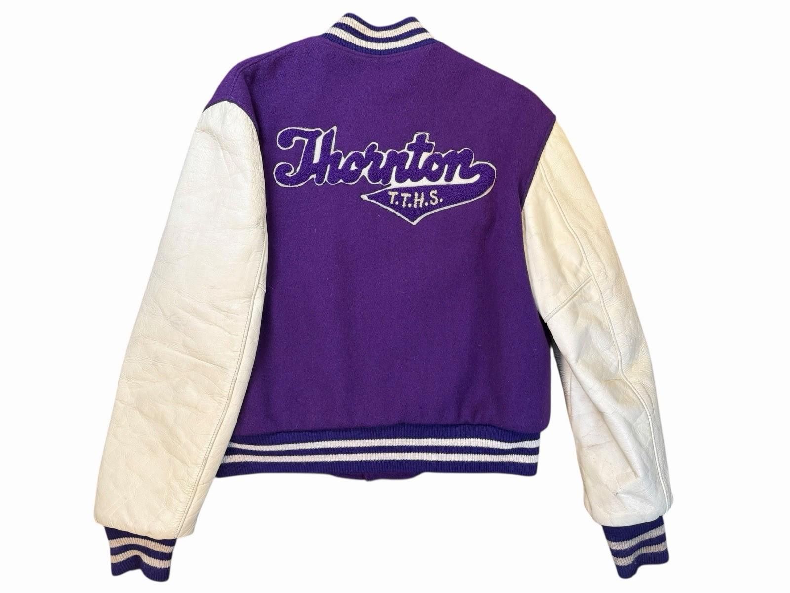 Vintage 1970’s Varsity University Jacket Purple Wool Leather L Size US L / EU 52-54 / 3 - 7 Thumbnail