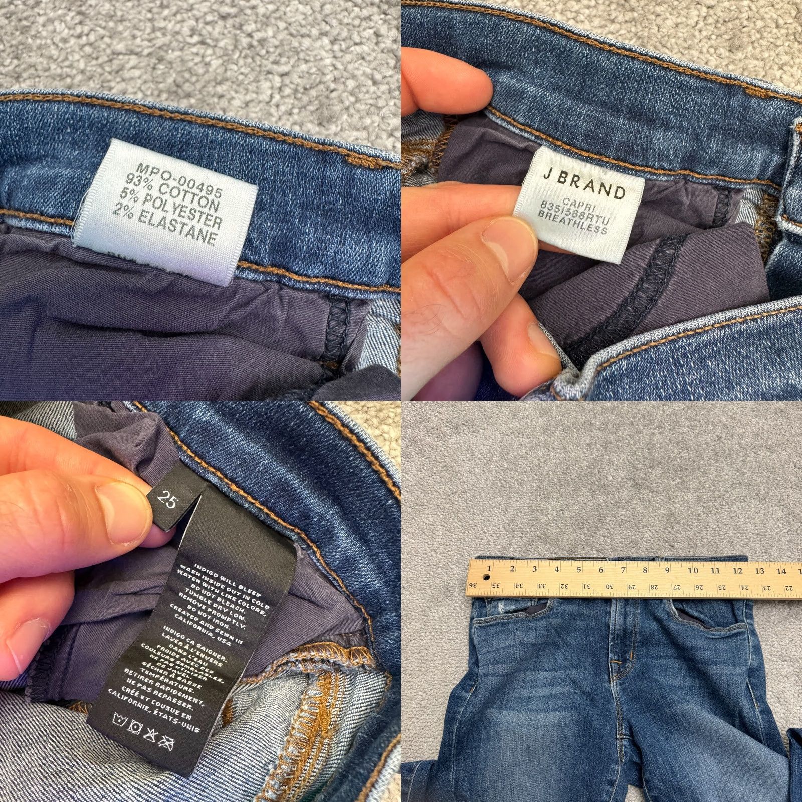 J Brand J Brand Breathless Skinny Denim Jeans Womens 25 Blue Raw Hem Capri Distressed Size 42" / US 20 - 8 Thumbnail